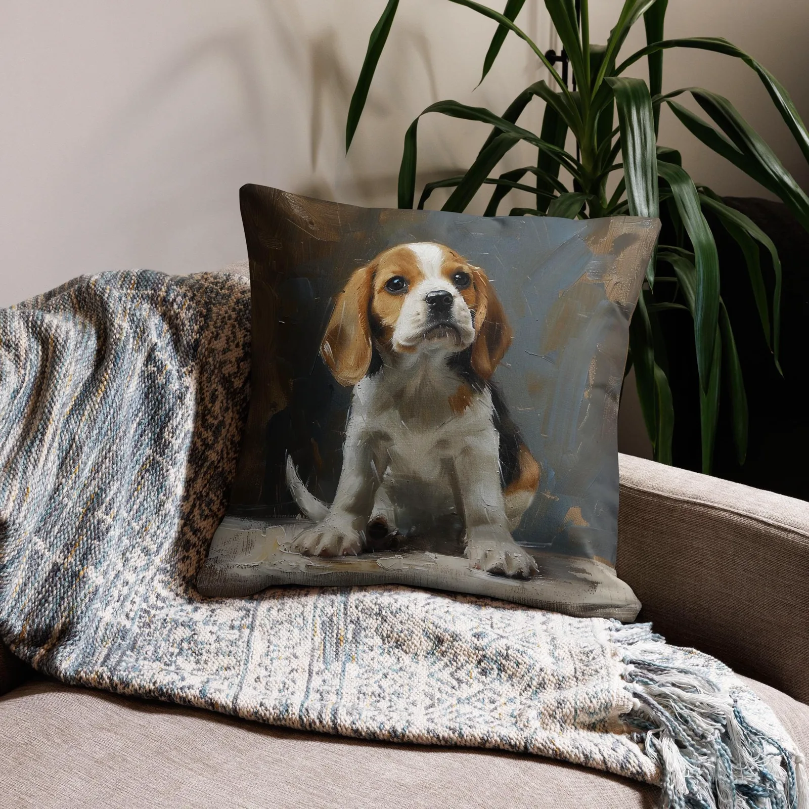 Adorable Beagle Puppy Throw Pillow: Cozy Dog Lover Home Decor, photo 5