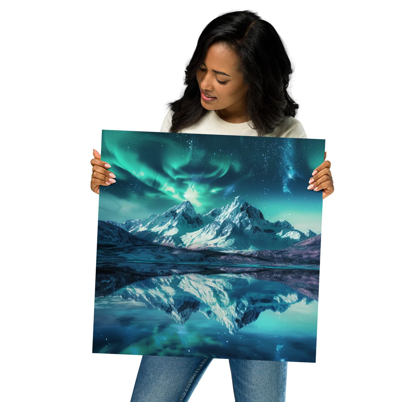 Aurora Mountain Dreamscape Poster: Northern Lights Landscape Wall Art, photo 4