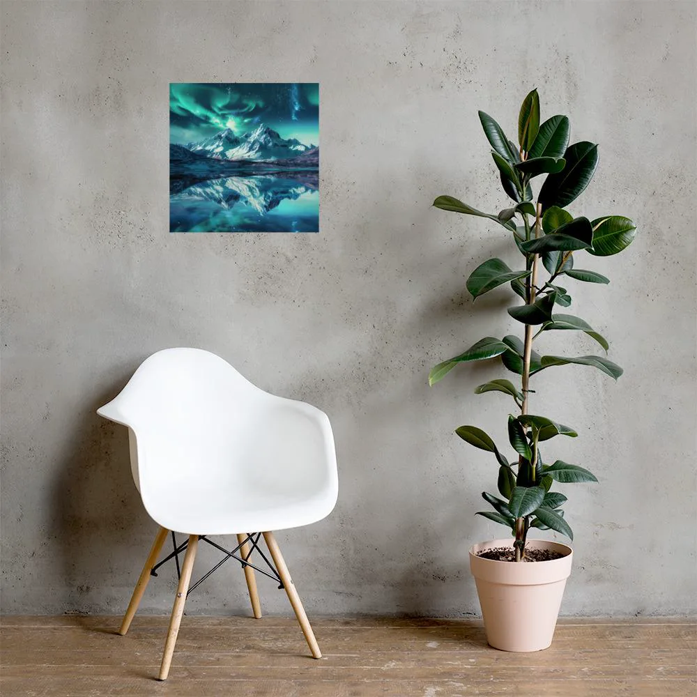Aurora Mountain Dreamscape Poster: Northern Lights Landscape Wall Art, photo 7