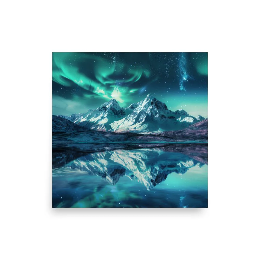 Aurora Mountain Dreamscape Poster: Northern Lights Landscape Wall Art, photo 3