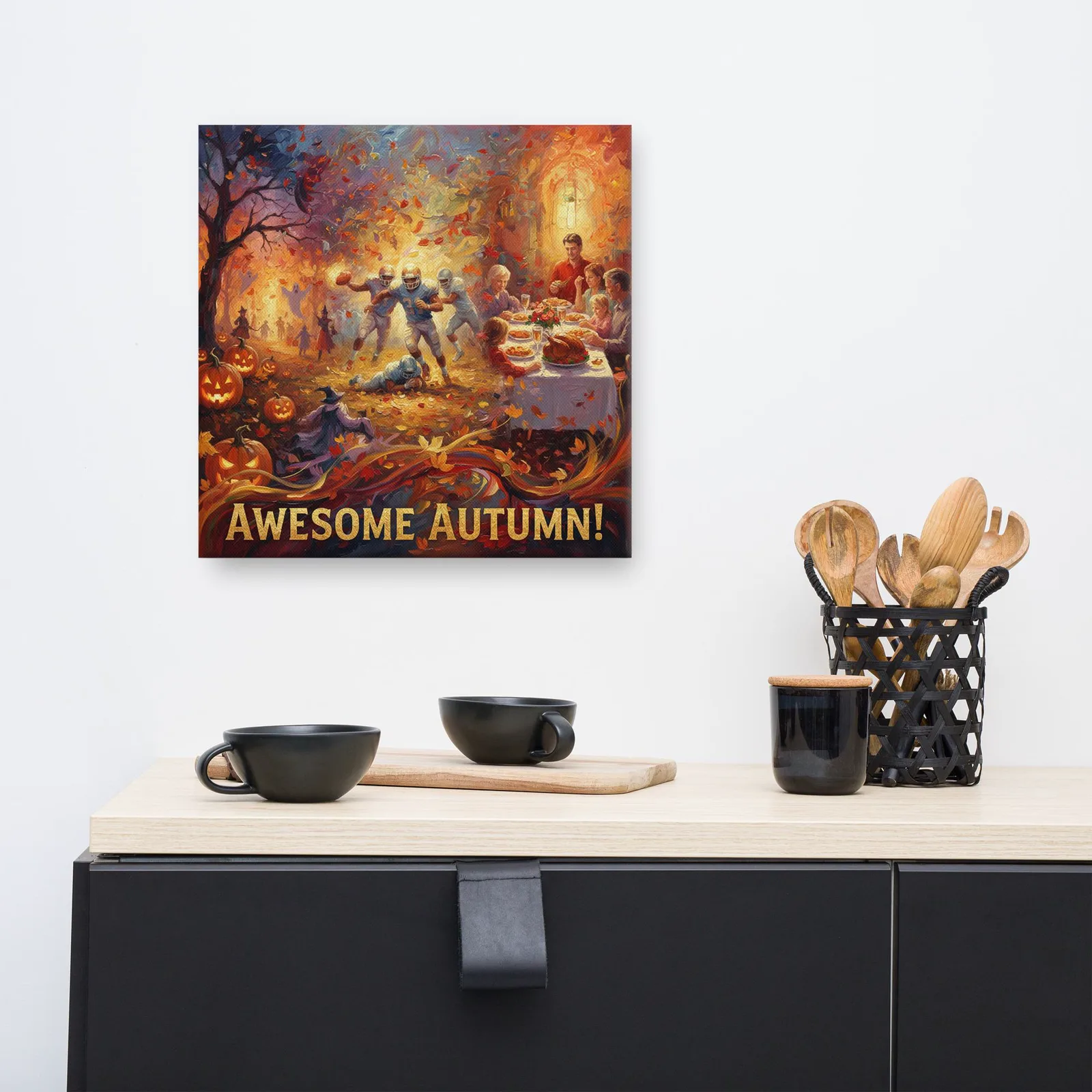 Autumn Canvas Print: Halloween, Football, Thanksgiving Art, photo 6