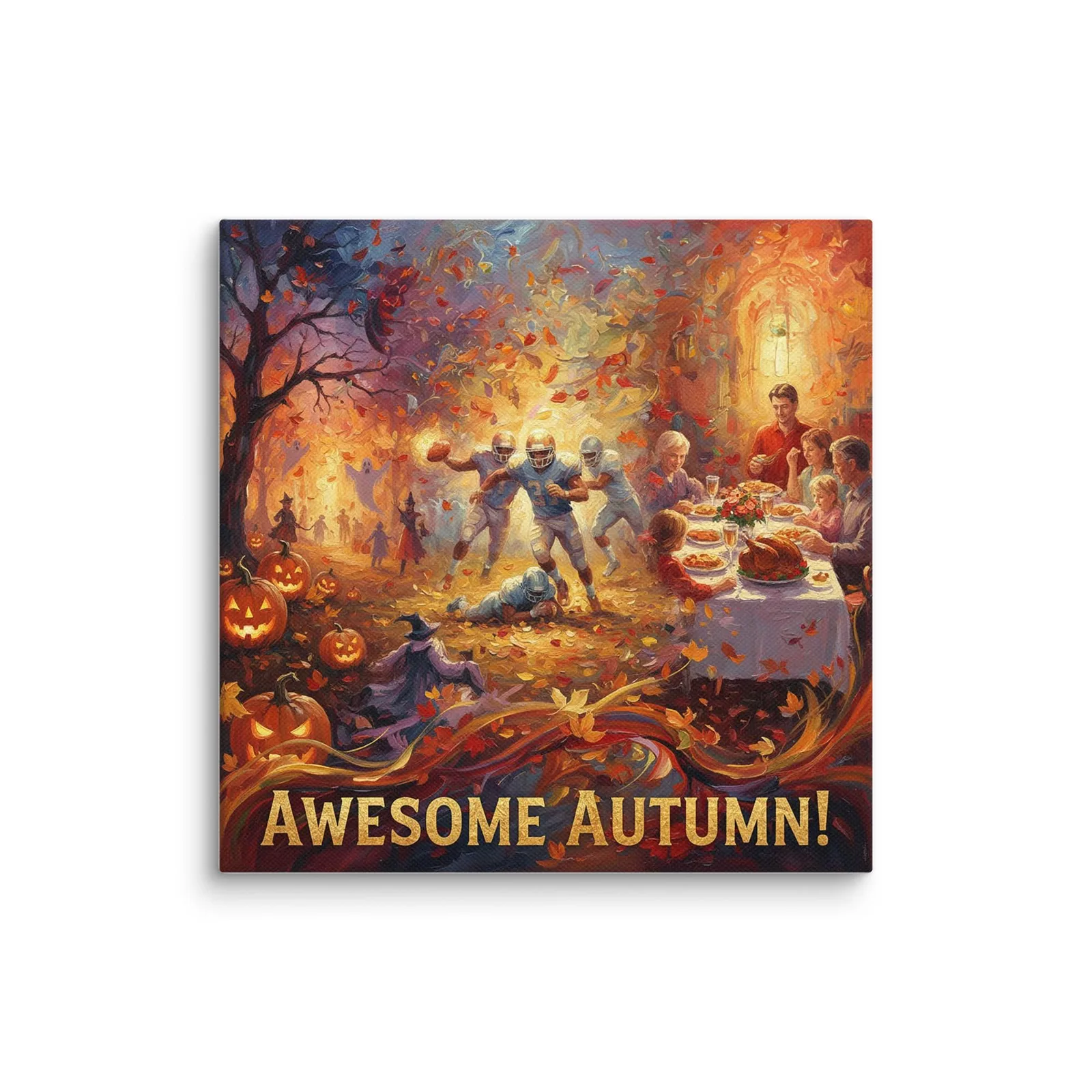 Autumn Canvas Print: Halloween, Football, Thanksgiving Art