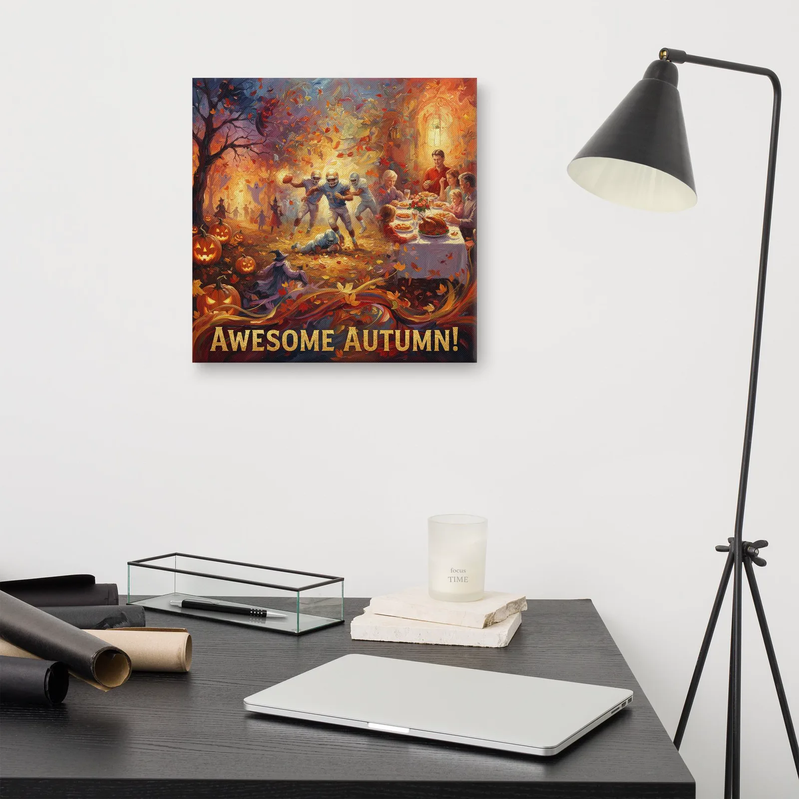 Autumn Canvas Print: Halloween, Football, Thanksgiving Art, photo 3