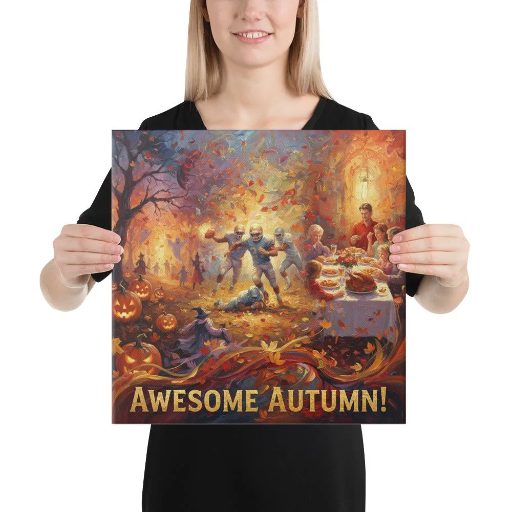 Autumn Canvas Print: Halloween, Football, Thanksgiving Art, photo 2