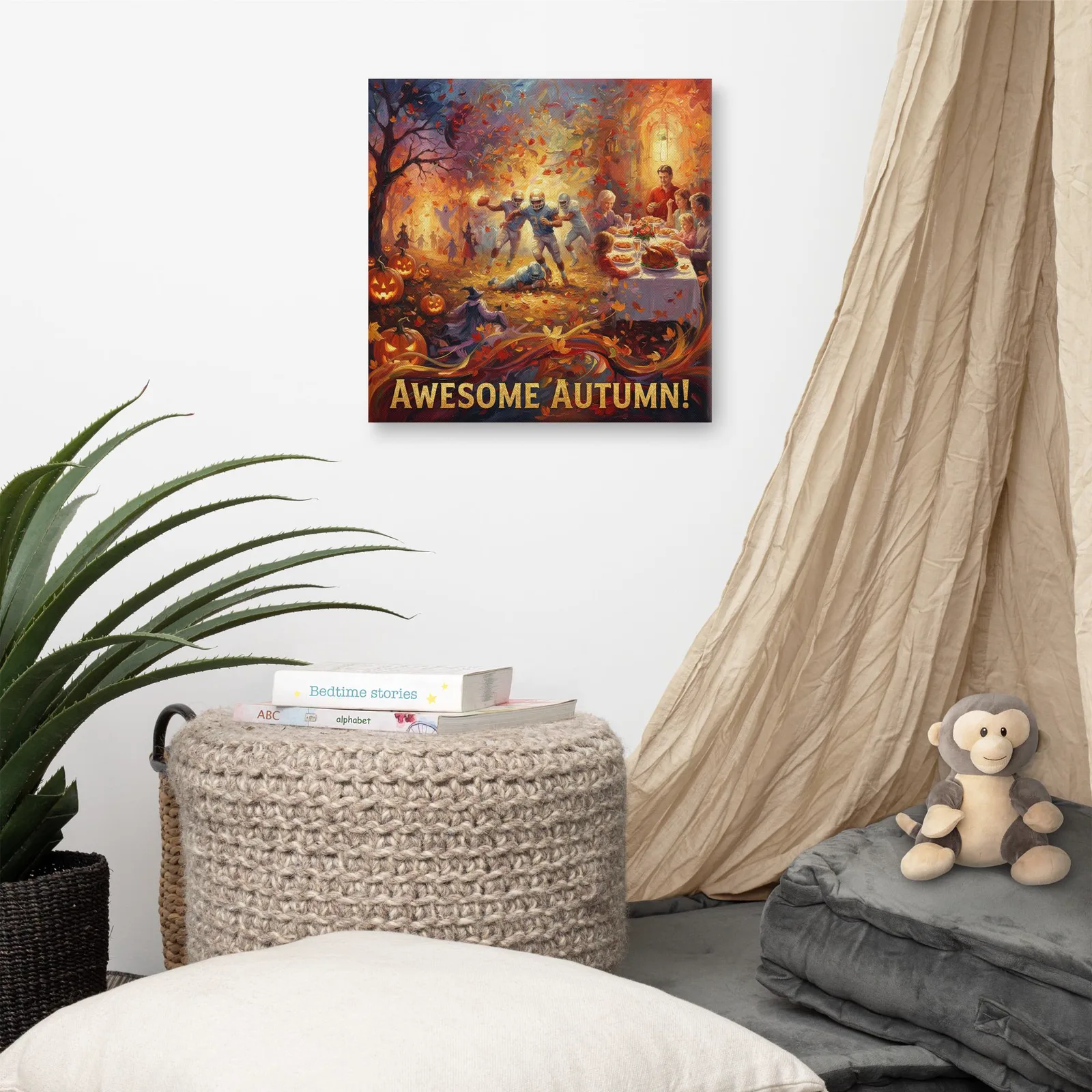 Autumn Canvas Print: Halloween, Football, Thanksgiving Art, photo 4