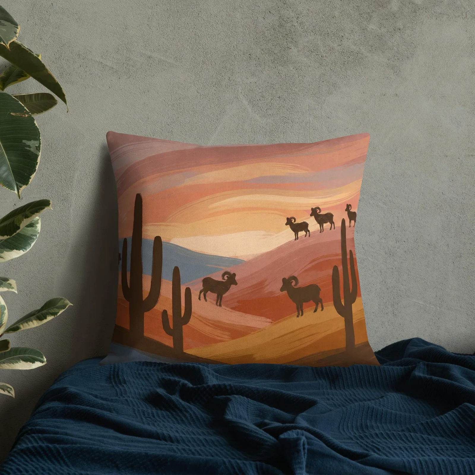 Bighorn Sheep Throw Pillow: Terracotta Southwest Decor Cushion, photo 7