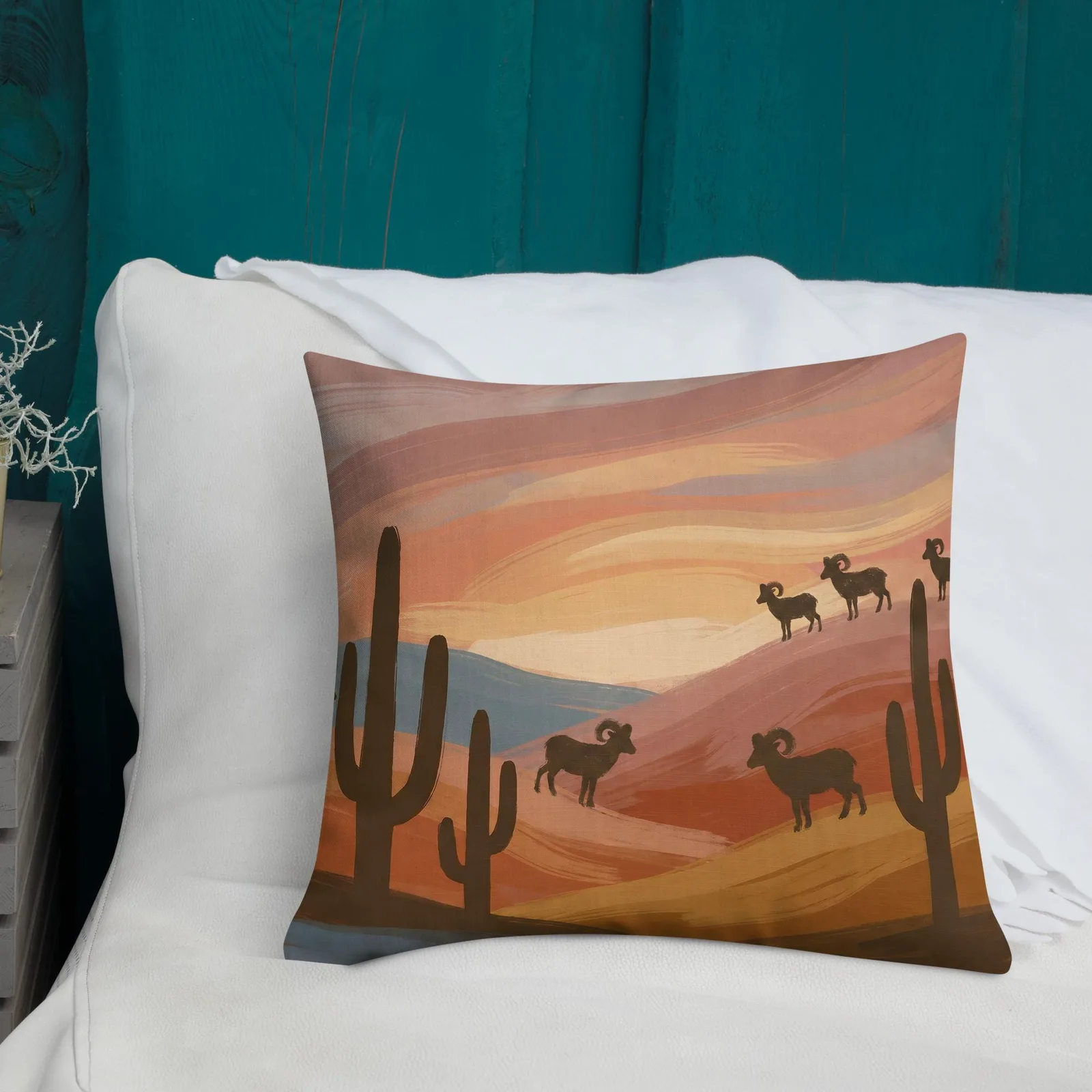 Bighorn Sheep Throw Pillow: Terracotta Southwest Decor Cushion, photo 2