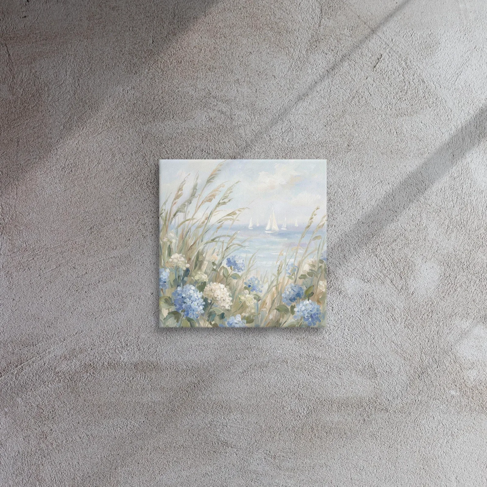 Blue Hydrangea Ocean View Thin Canvas: Coastal Sailboats Decor Wall Art, photo 4
