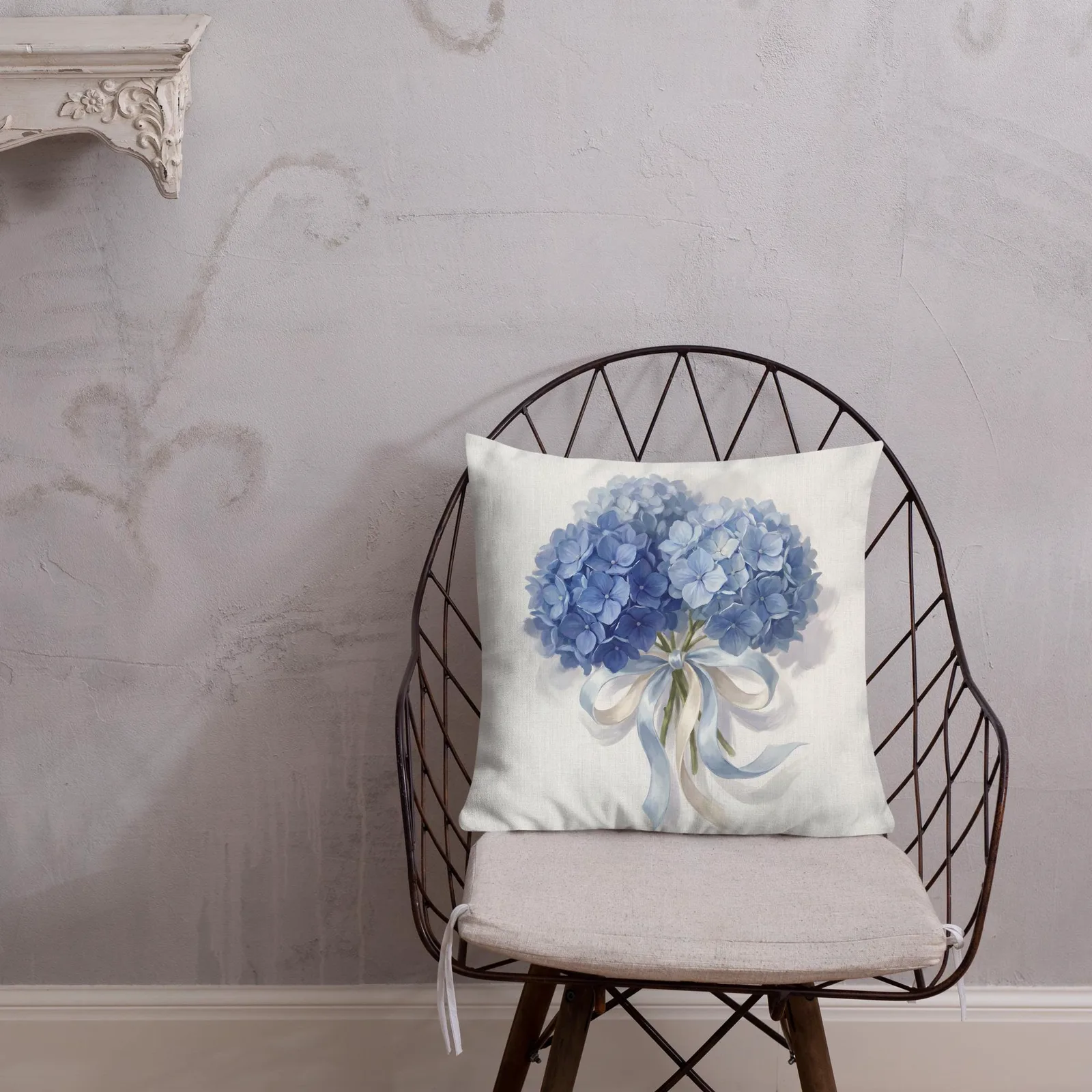 Blue Hydrangea Throw Pillow: Chic Something Blue Decor, photo 4