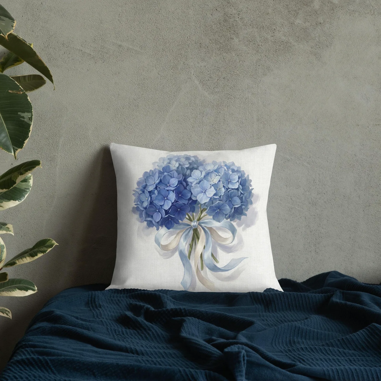 Blue Hydrangea Throw Pillow: Chic Something Blue Decor, photo 2
