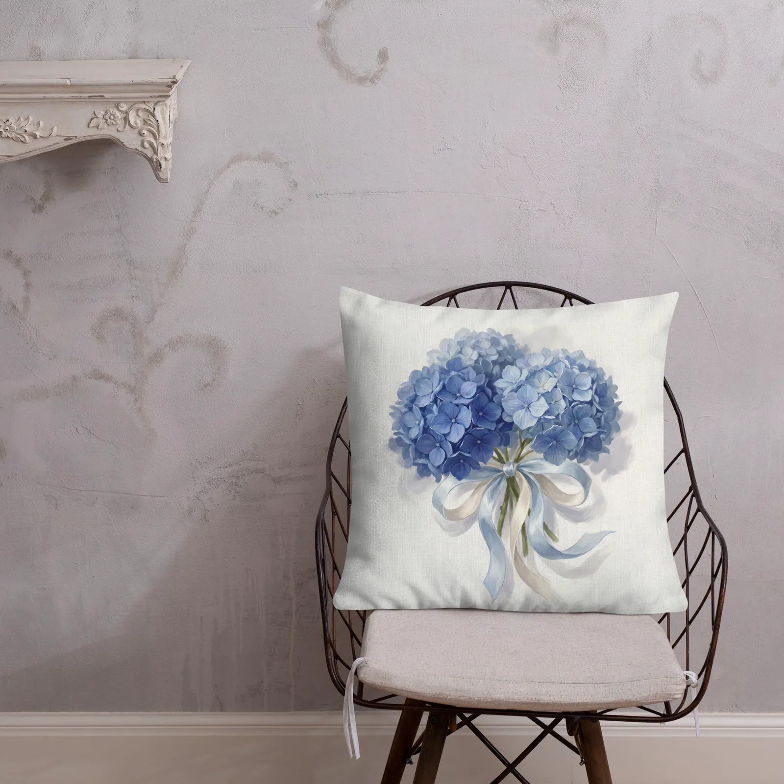 Blue Hydrangea Throw Pillow: Chic Something Blue Decor, photo 5
