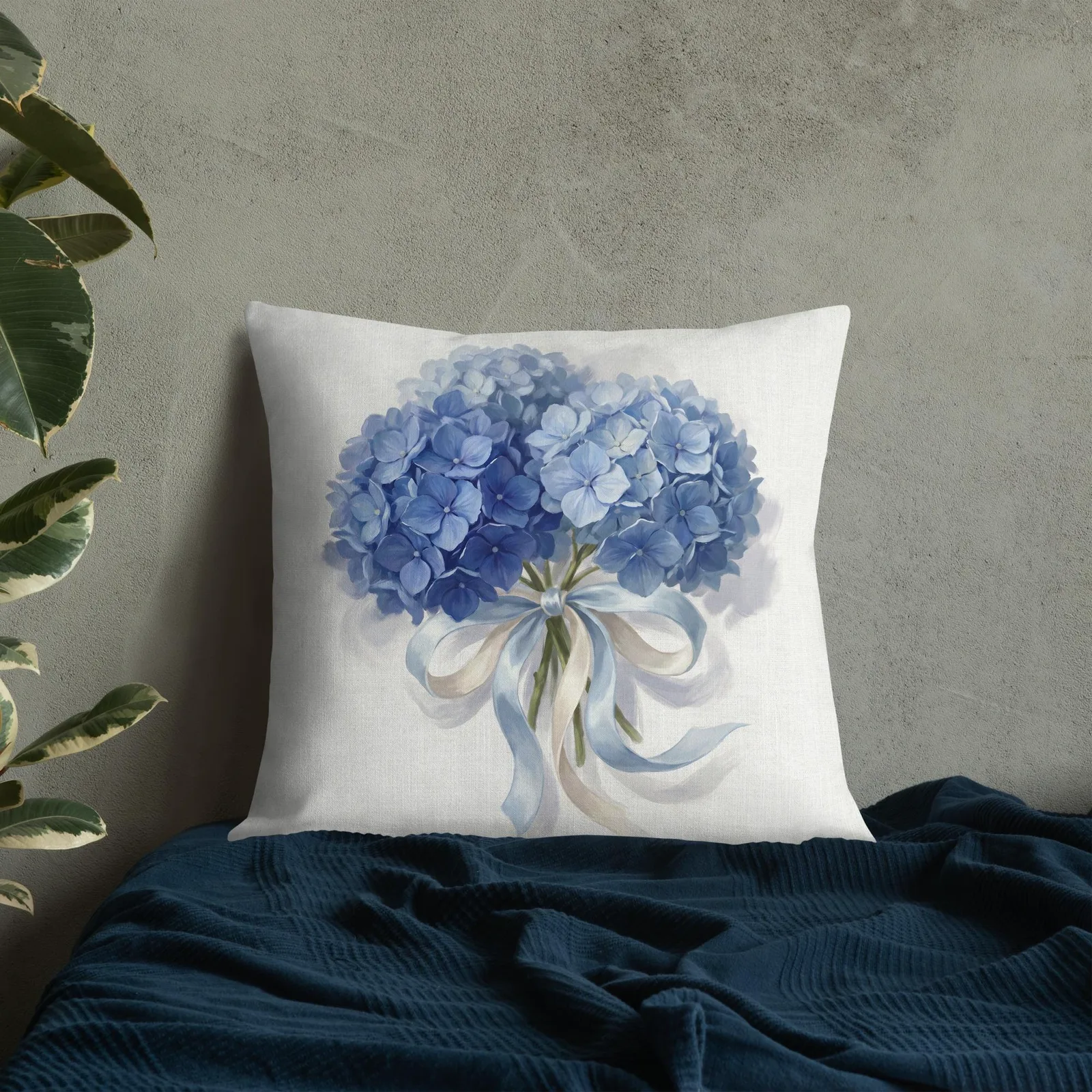 Blue Hydrangea Throw Pillow: Chic Something Blue Decor, photo 3