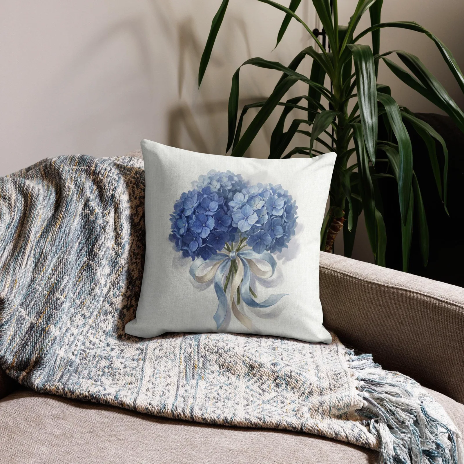 Blue Hydrangea Throw Pillow: Chic Something Blue Decor, photo 8
