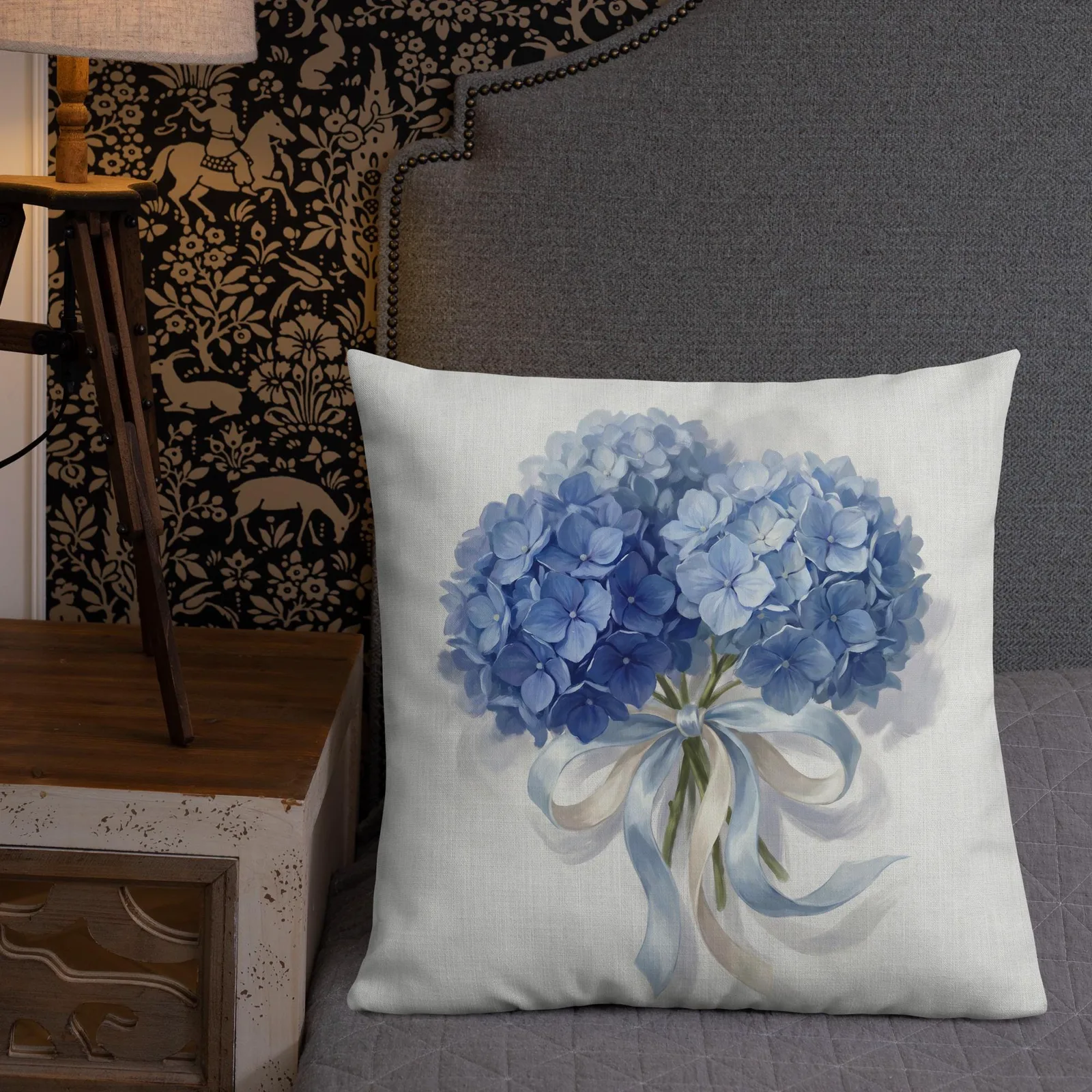 Blue Hydrangea Throw Pillow: Chic Something Blue Decor, photo 7