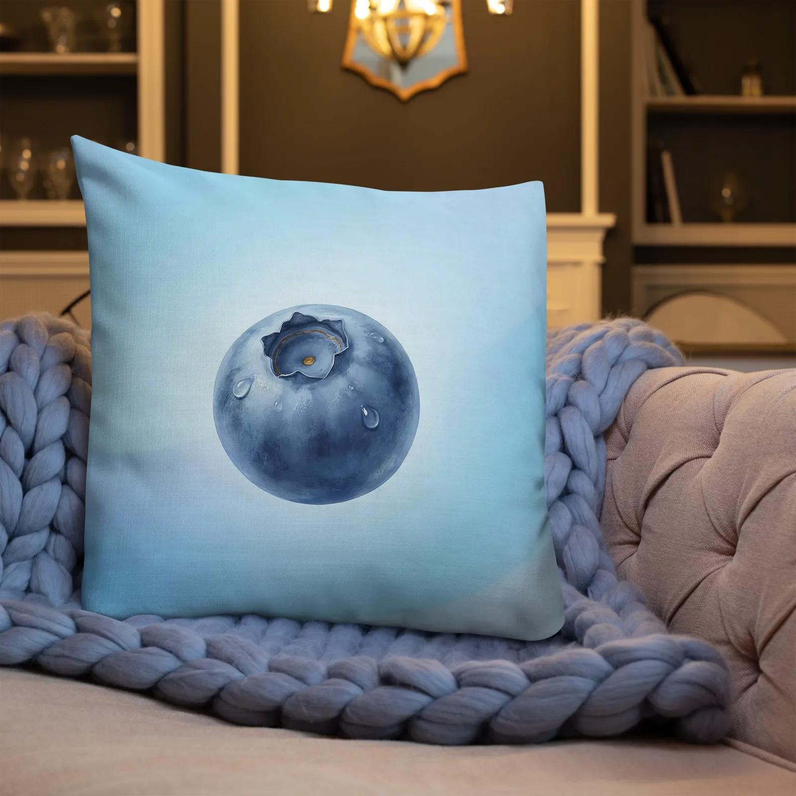 Blueberry Throw Pillow: Blue Kitchen Summer Decor