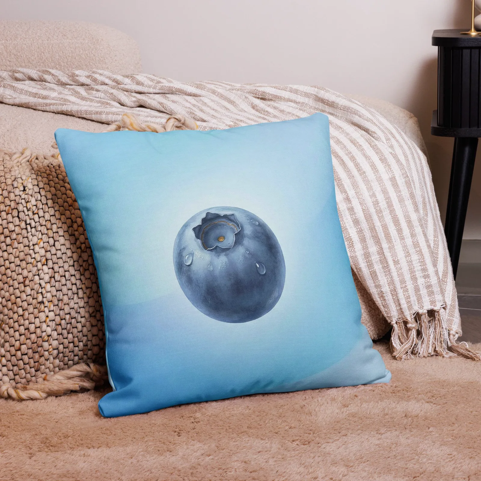 Blueberry Throw Pillow: Blue Kitchen Summer Decor, photo 4