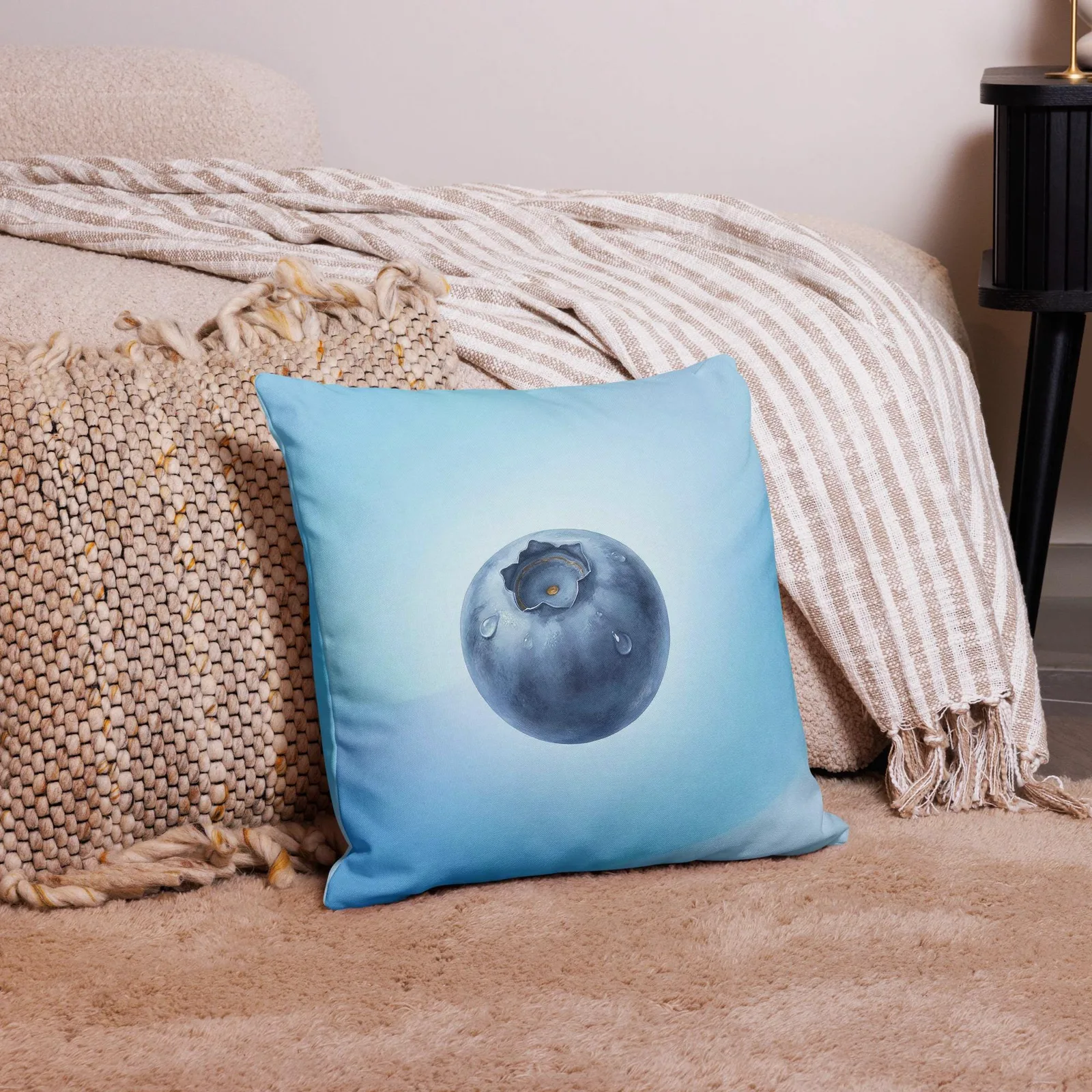Blueberry Throw Pillow: Blue Kitchen Summer Decor, photo 3