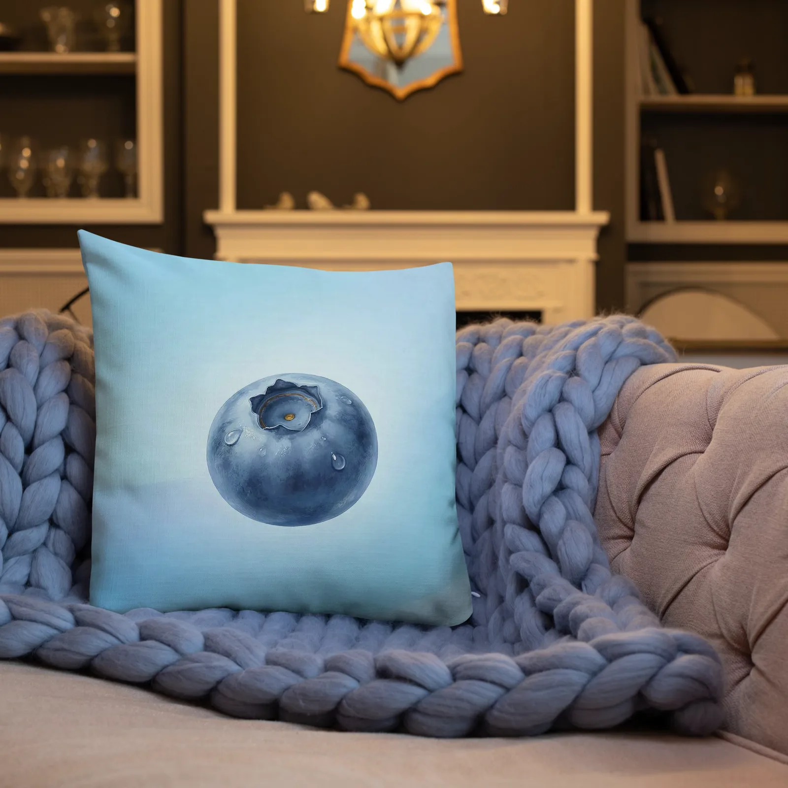 Blueberry Throw Pillow: Blue Kitchen Summer Decor, photo 7