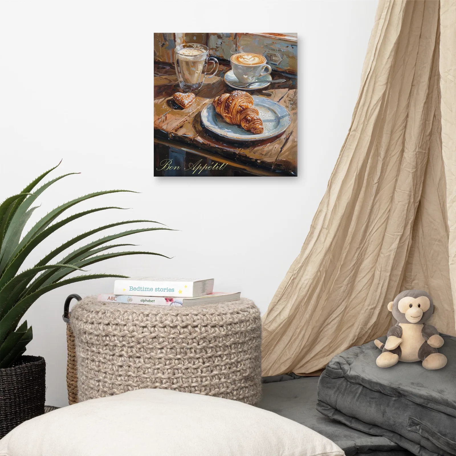 Bon Appétit Café Canvas: Cozy French Breakfast Kitchen Wall Art, photo 5