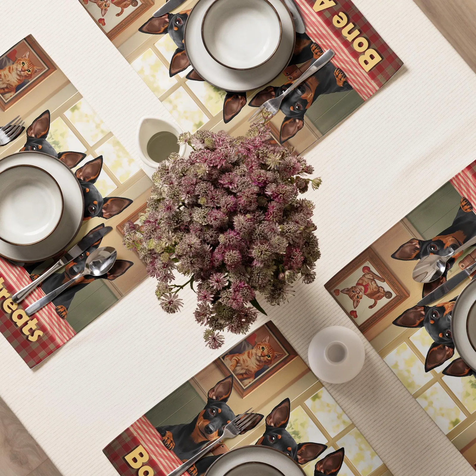 Bone Appe-treats Placemats (Set of 4): Funny Dog Kitchen Table Decor, photo 3