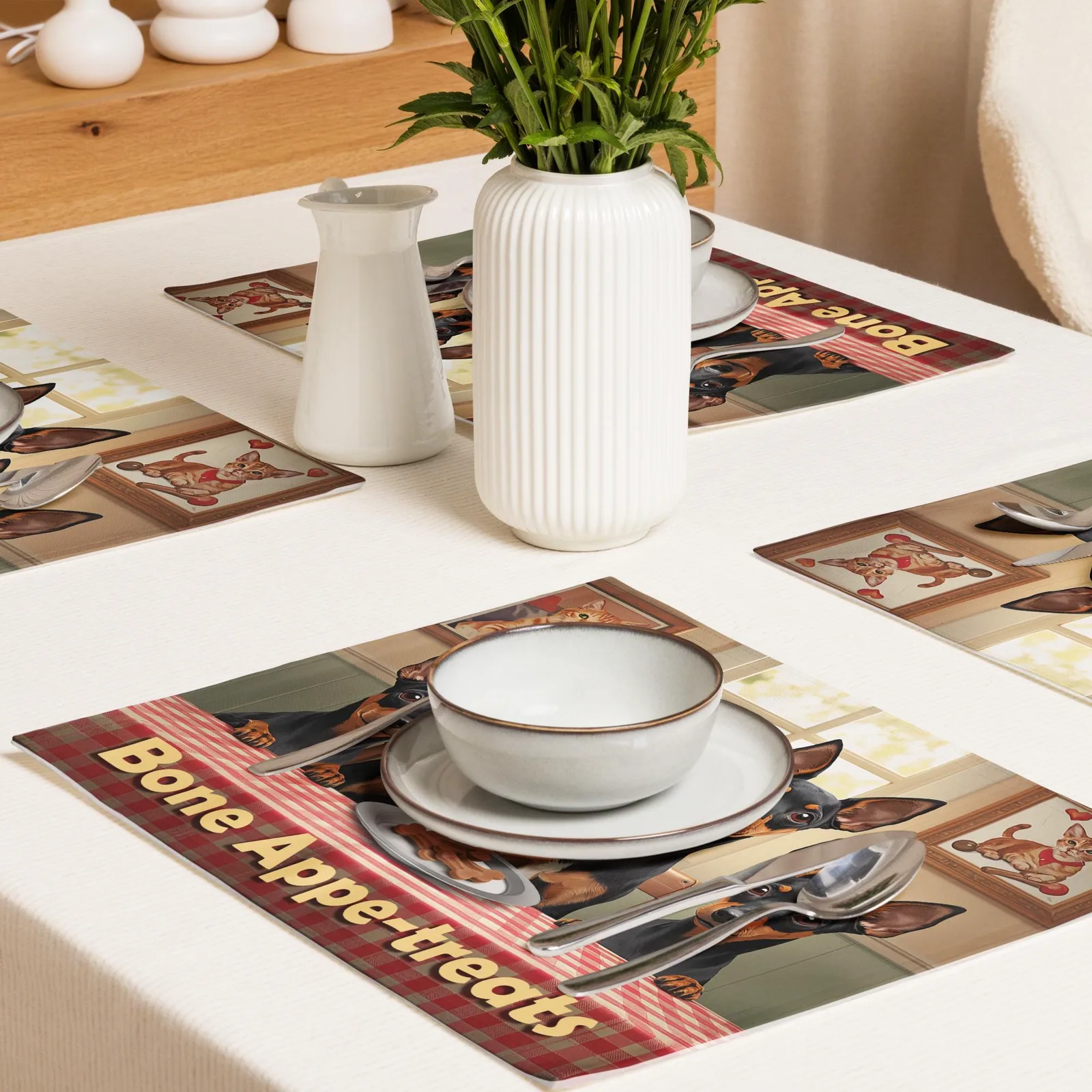 Bone Appe-treats Placemats (Set of 4): Funny Dog Kitchen Table Decor, photo 2