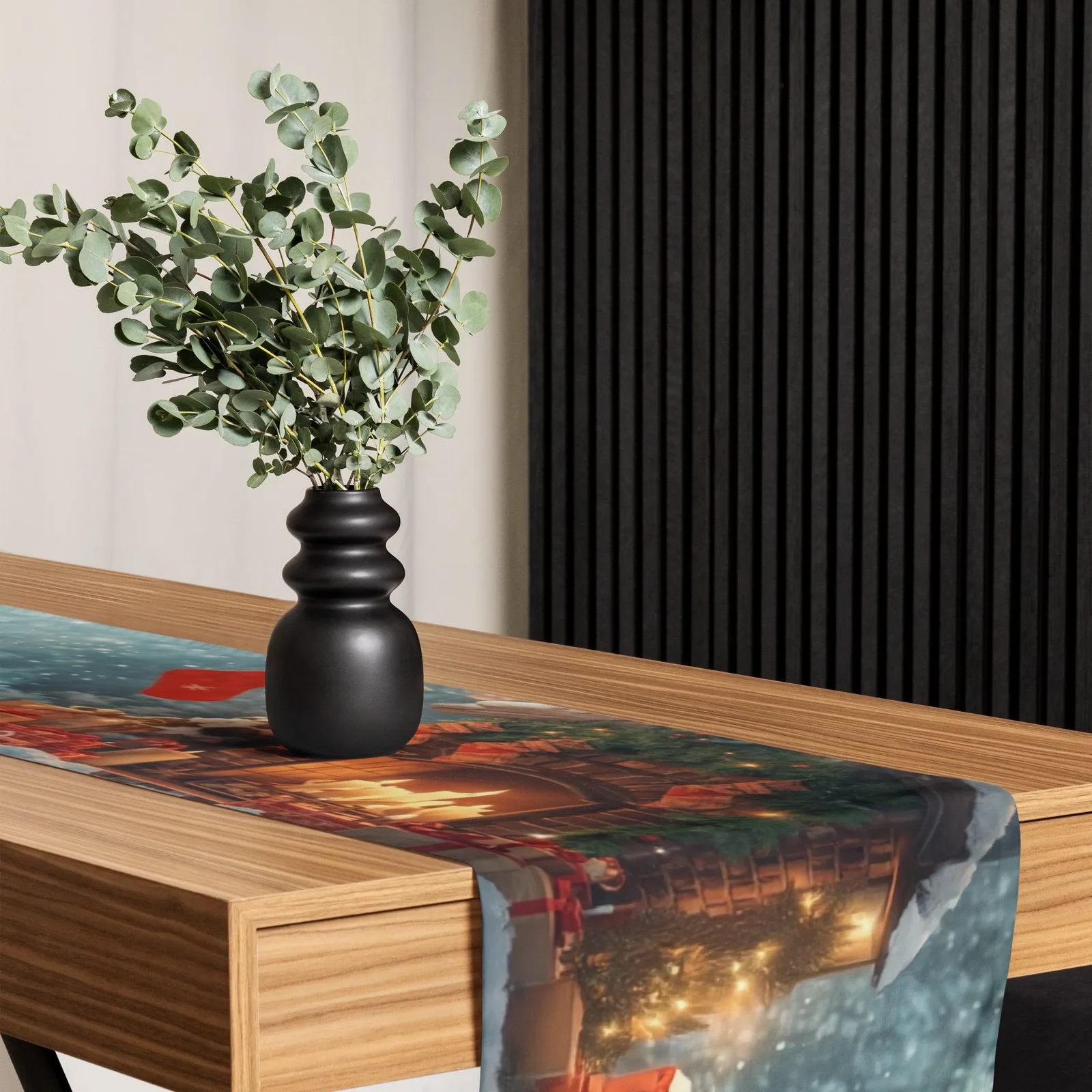 Christmas Table Runner: Cozy Holiday Fireplace & Gifts Decor, photo 3