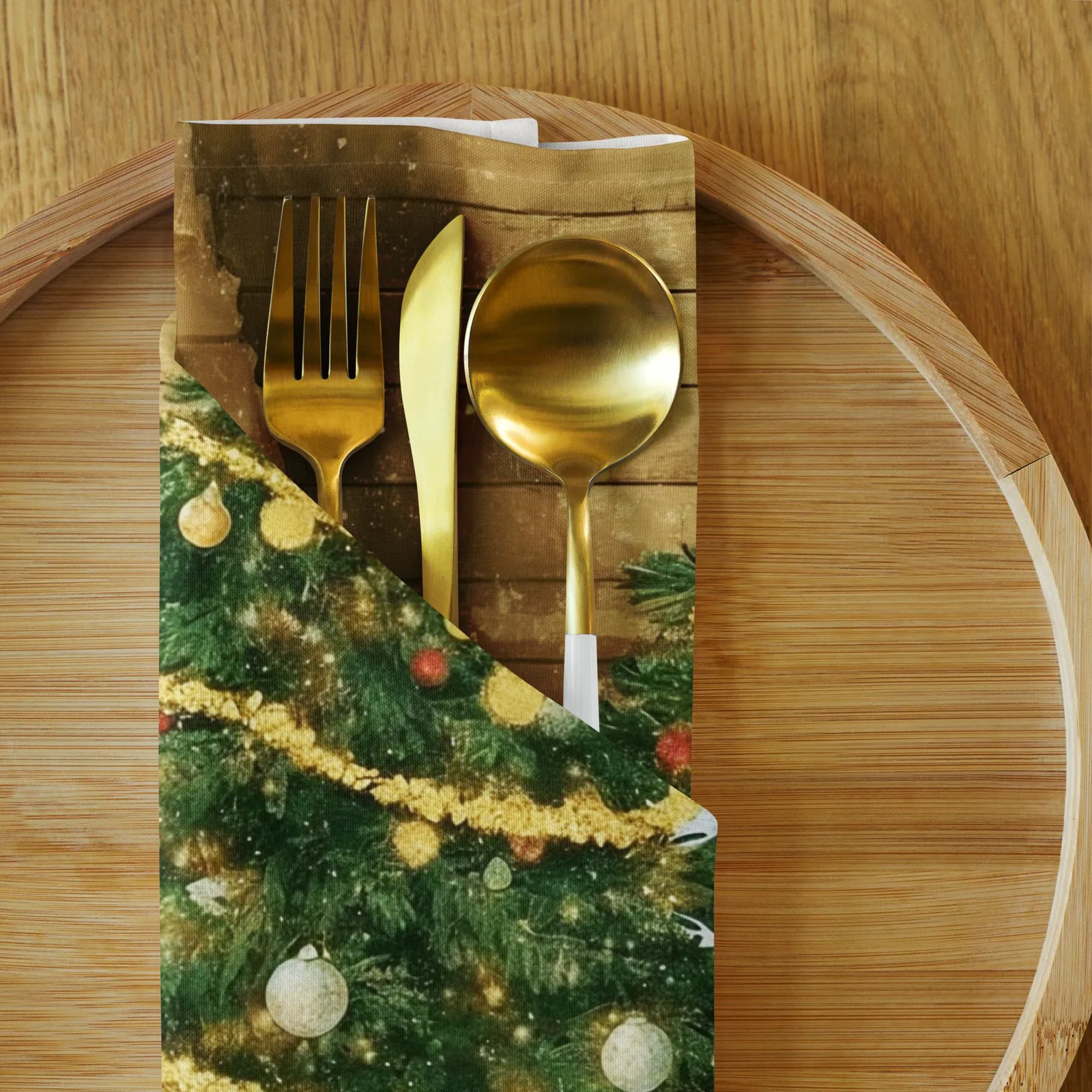 Christmas Tree Cloth Napkin Set of 4: Festive Holiday Dinner & Party Table Decor, photo 9