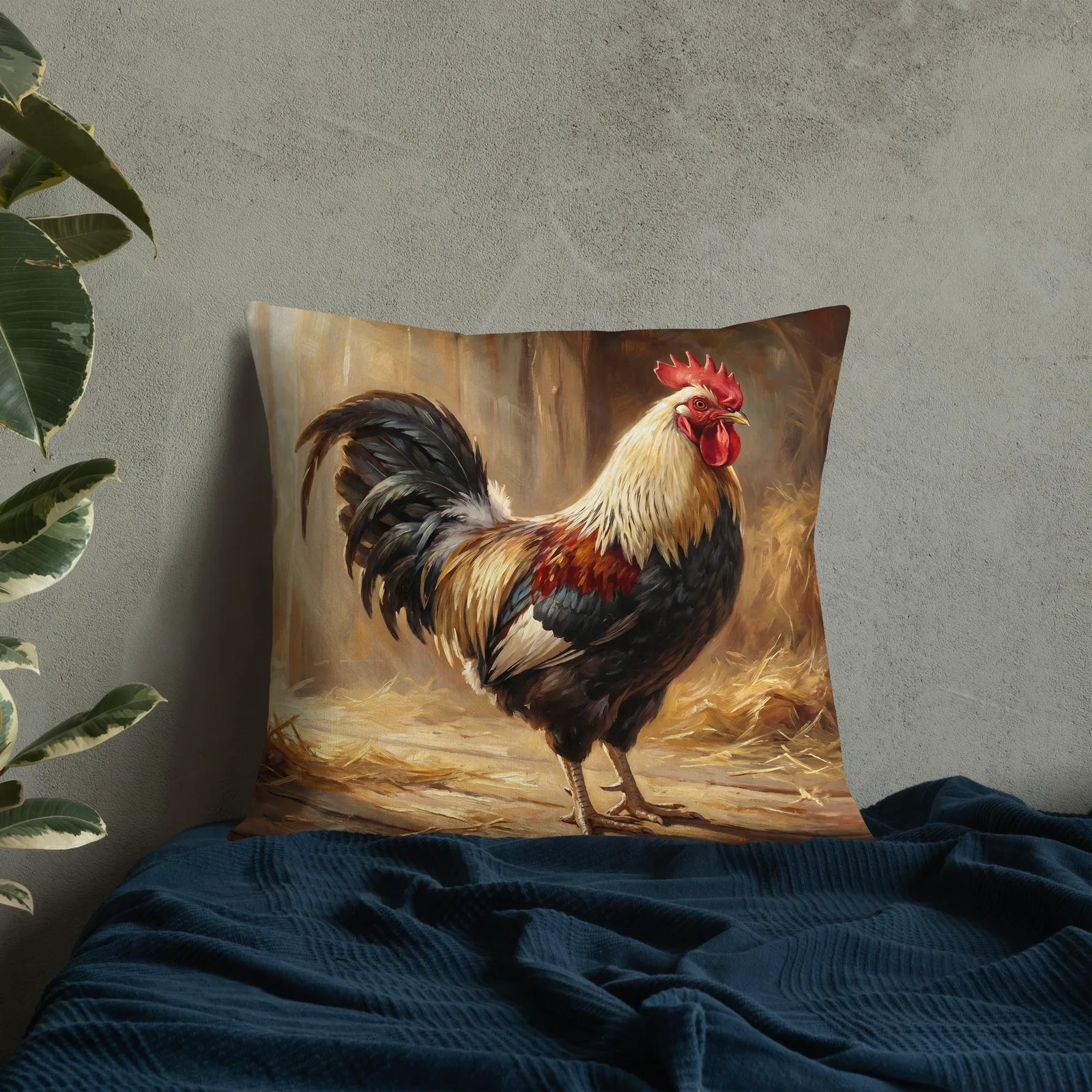 Classic Rooster Throw Pillow: Farmhouse Kitchen Cushion, photo 6