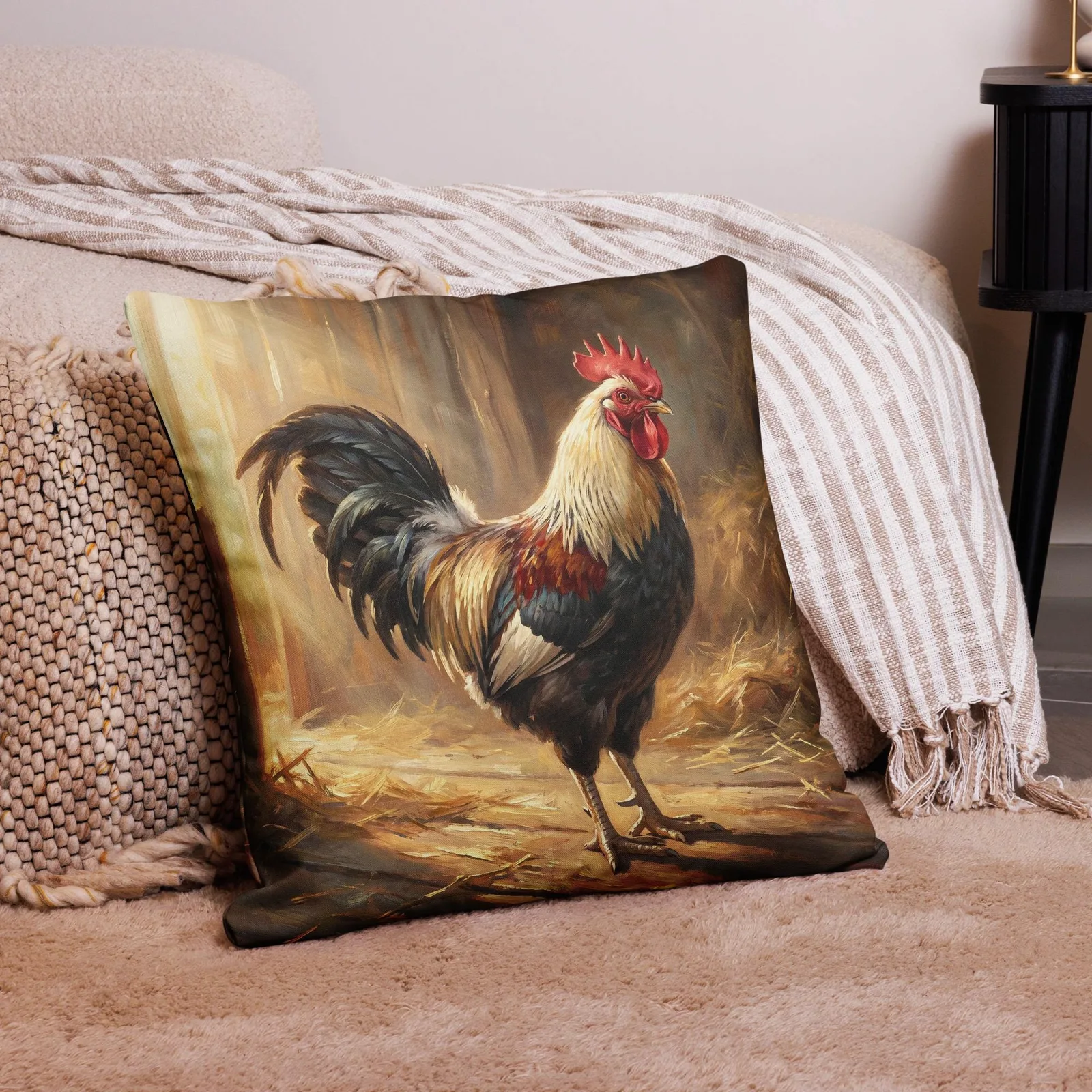 Classic Rooster Throw Pillow: Farmhouse Kitchen Cushion, photo 4