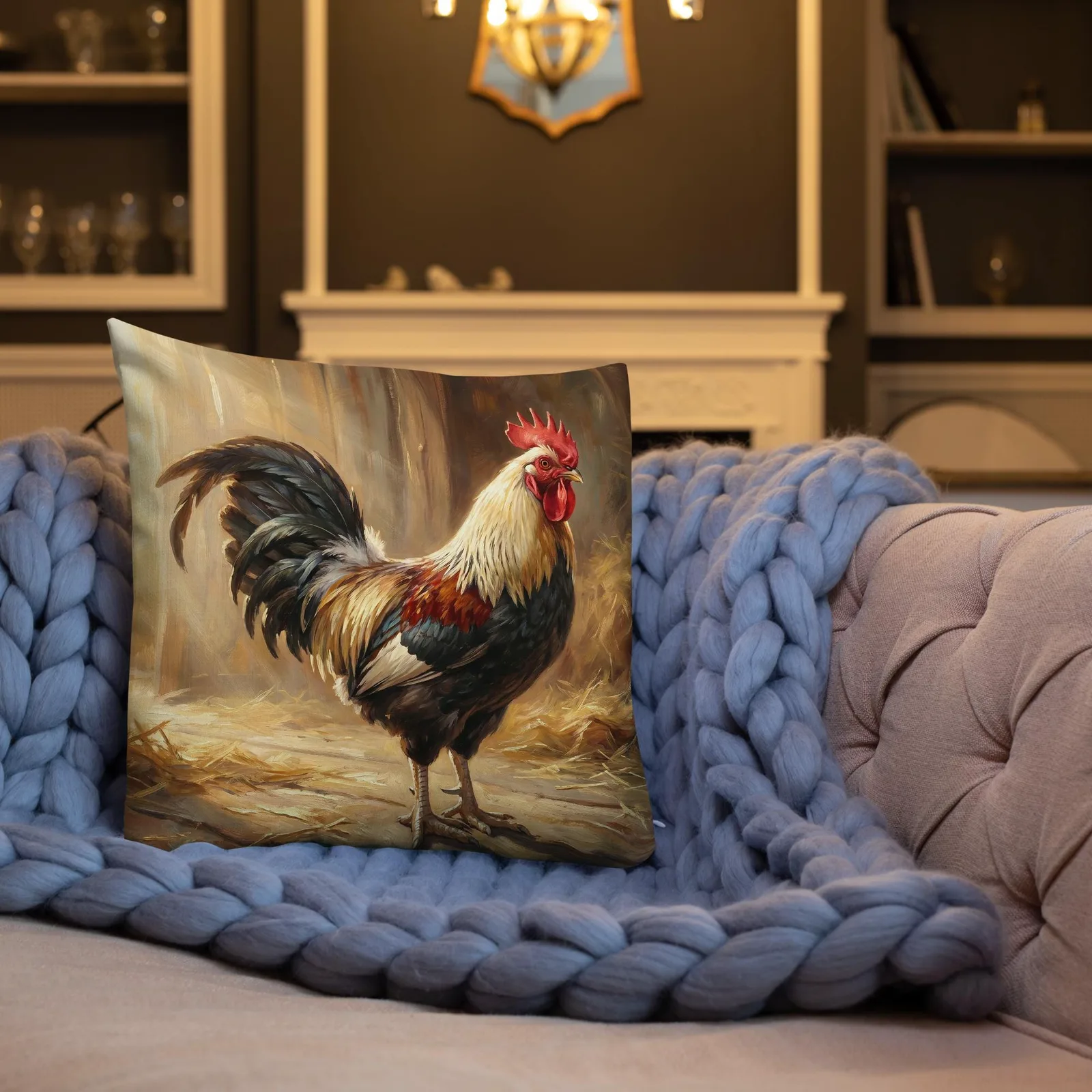Classic Rooster Throw Pillow: Farmhouse Kitchen Cushion, photo 7