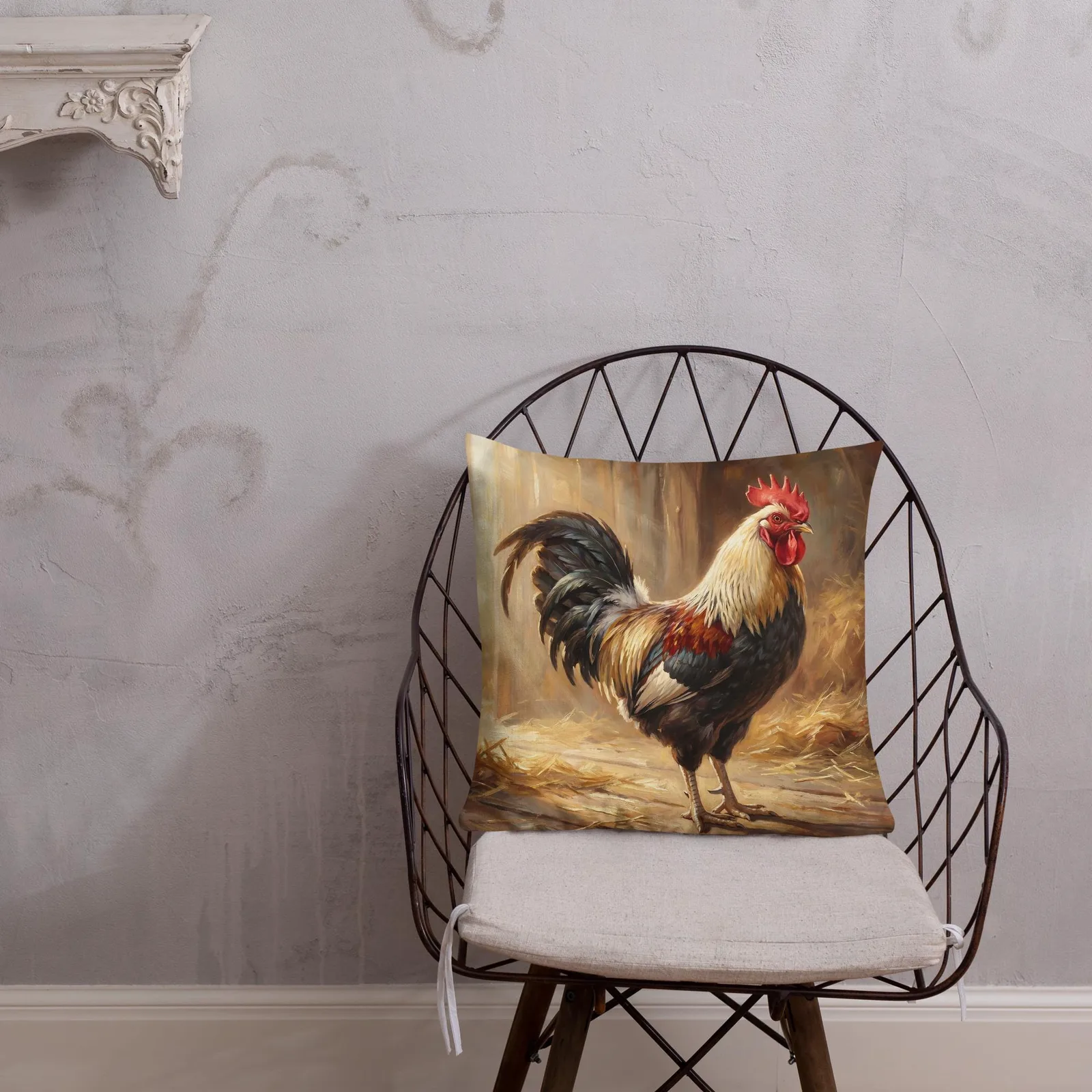 Classic Rooster Throw Pillow: Farmhouse Kitchen Cushion, photo 9
