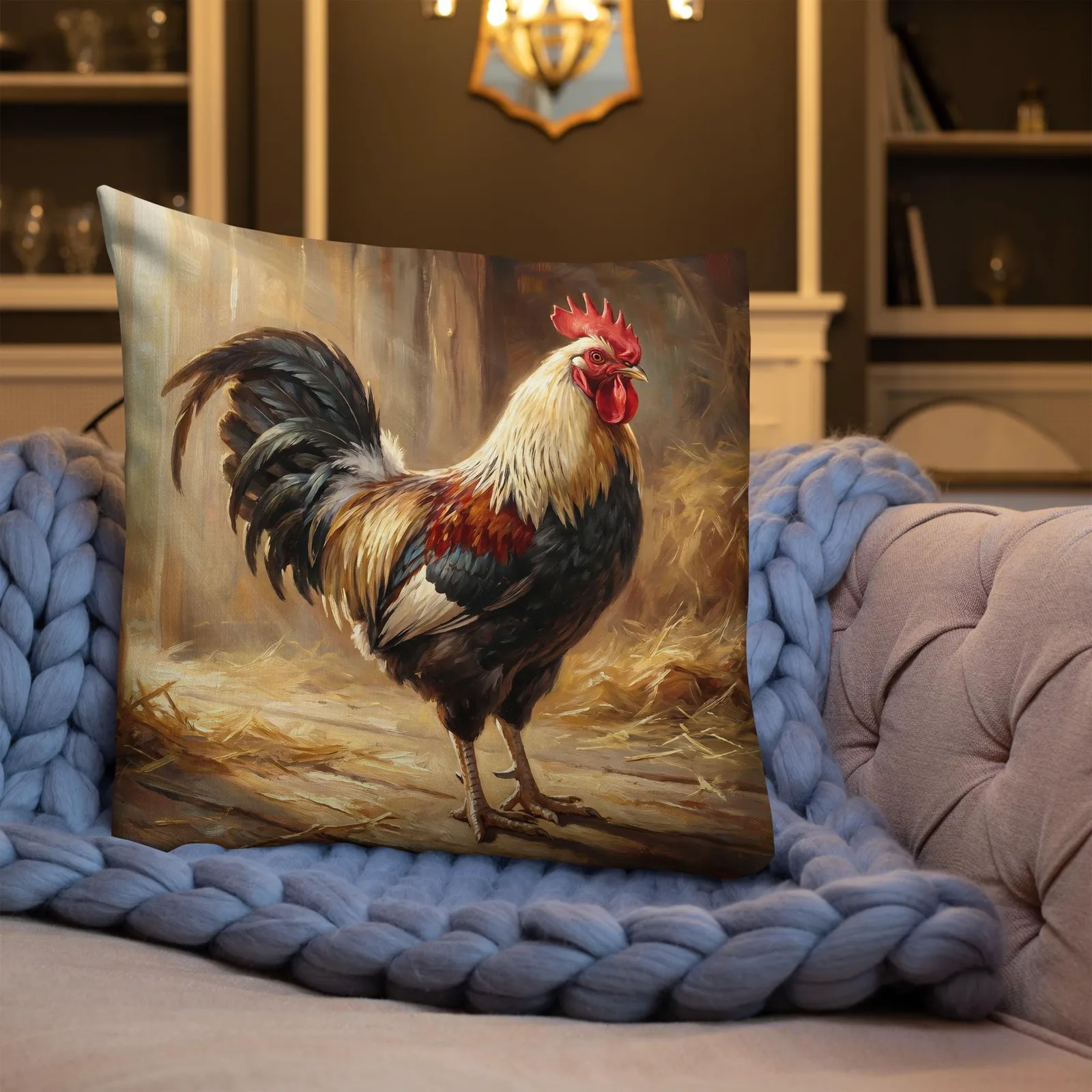 Classic Rooster Throw Pillow: Farmhouse Kitchen Cushion, photo 8