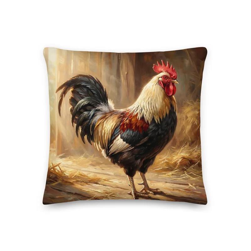 Classic Rooster Throw Pillow: Farmhouse Kitchen Cushion
