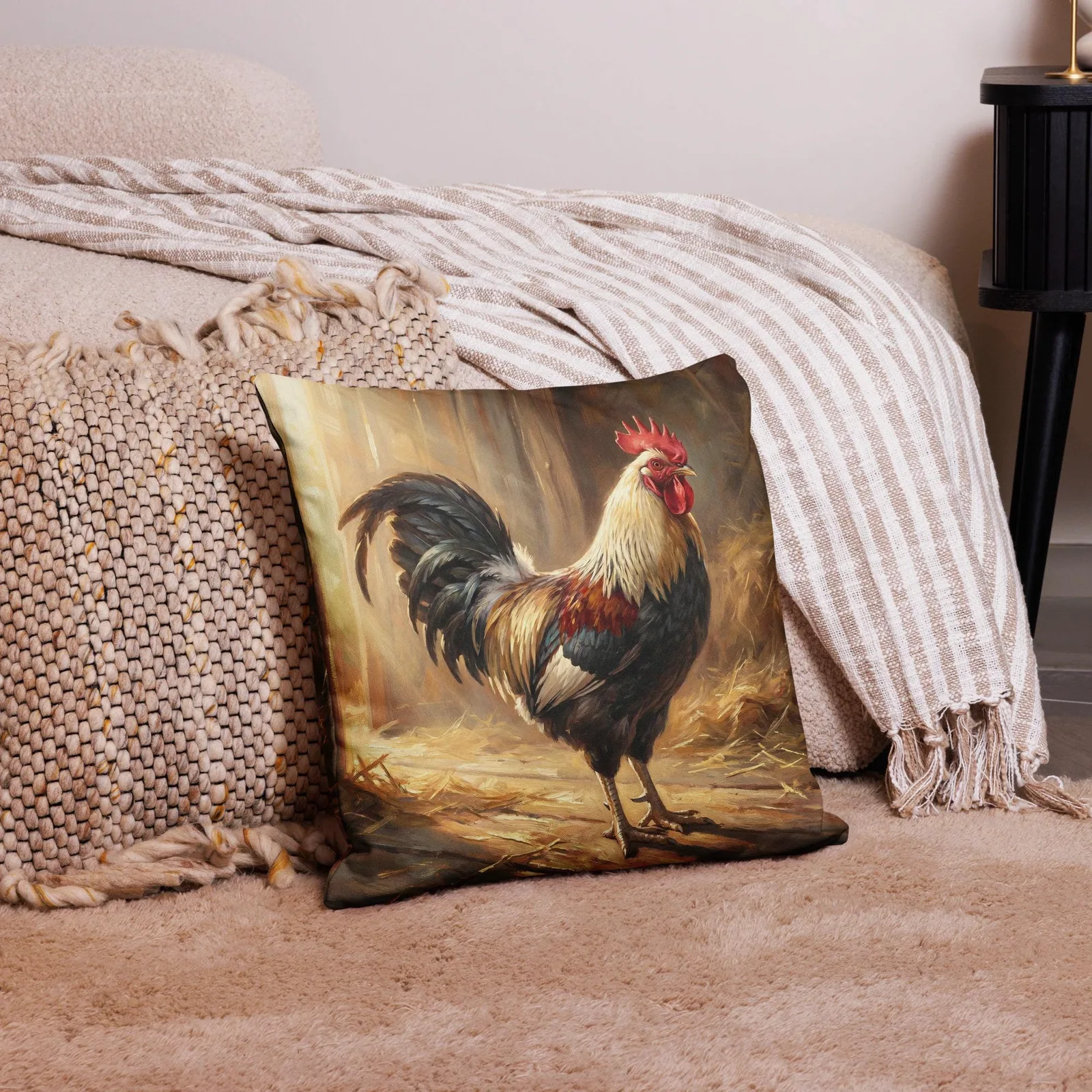 Classic Rooster Throw Pillow: Farmhouse Kitchen Cushion, photo 3