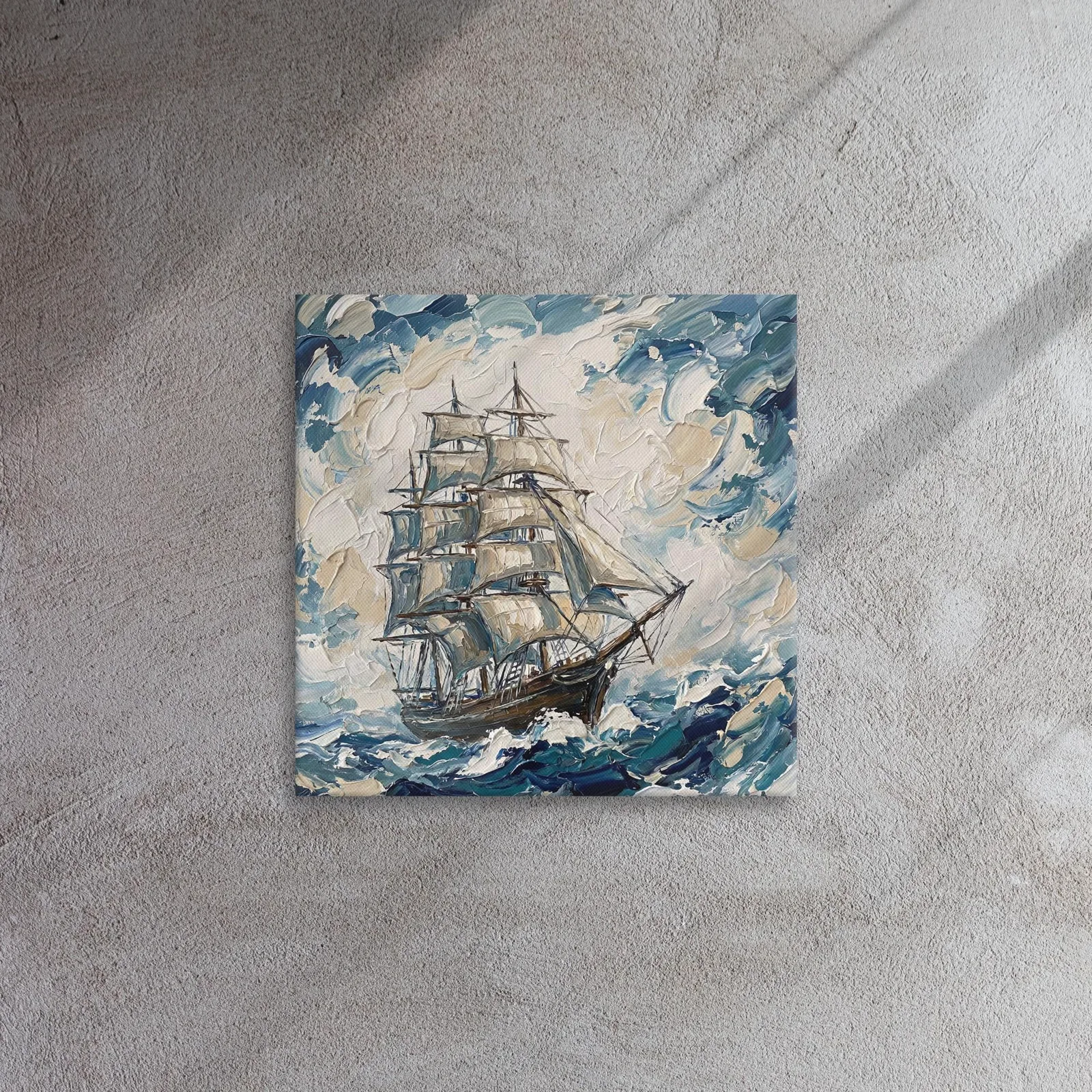 Classic Tall Ship Thin Canvas: Impasto Style Sailing Ship Decor Wall Art, photo 7
