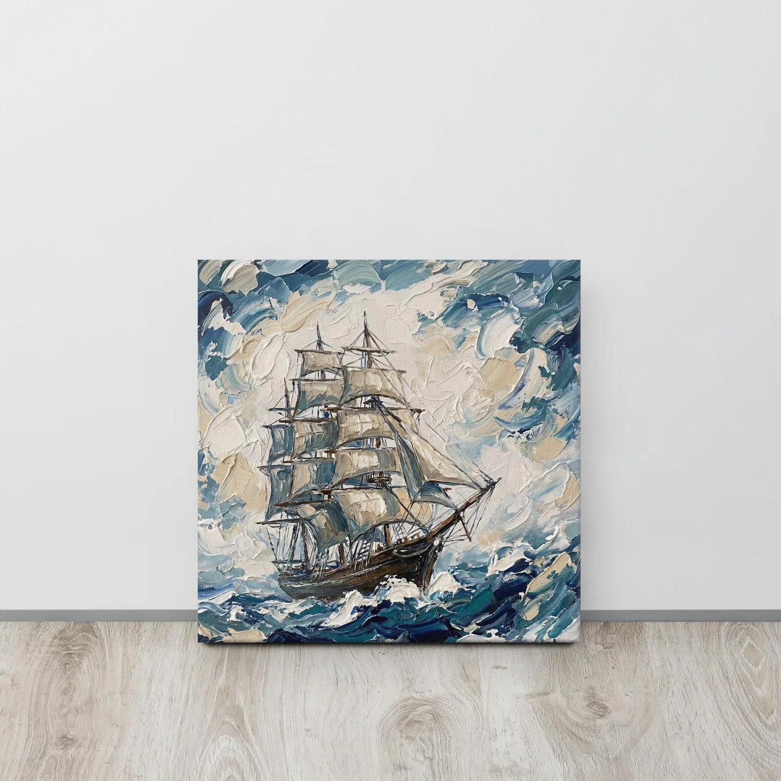 Classic Tall Ship Thin Canvas: Impasto Style Sailing Ship Decor Wall Art, photo 3