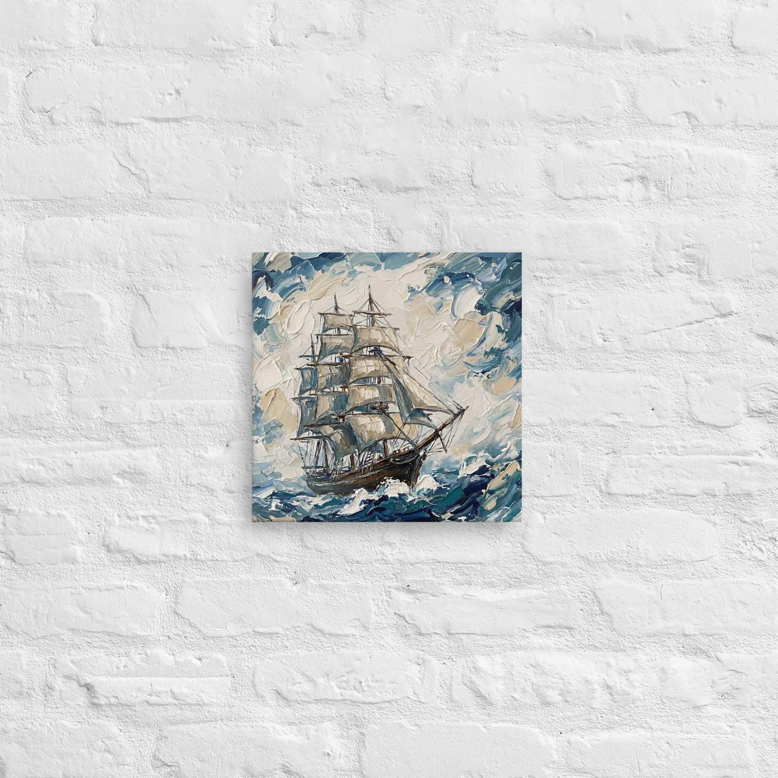 Classic Tall Ship Thin Canvas: Impasto Style Sailing Ship Decor Wall Art, photo 4