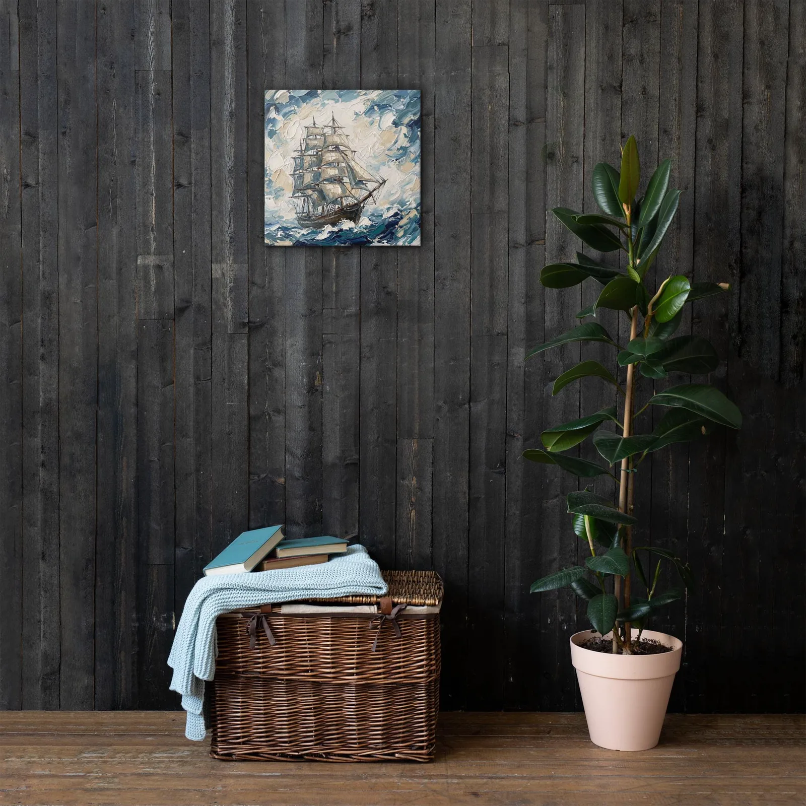 Classic Tall Ship Thin Canvas: Impasto Style Sailing Ship Decor Wall Art, photo 9