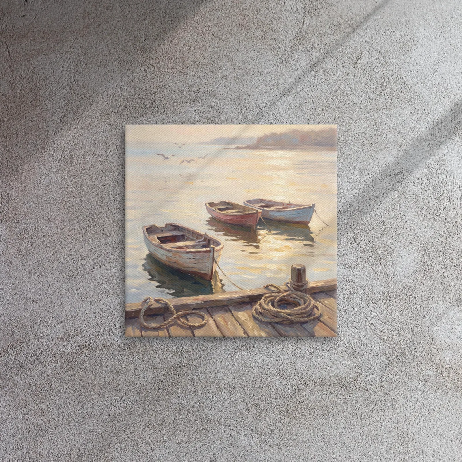 Coastal Harbor Thin Canvas: Nautical Rowboats at Sunset Decor Wall Art, photo 9