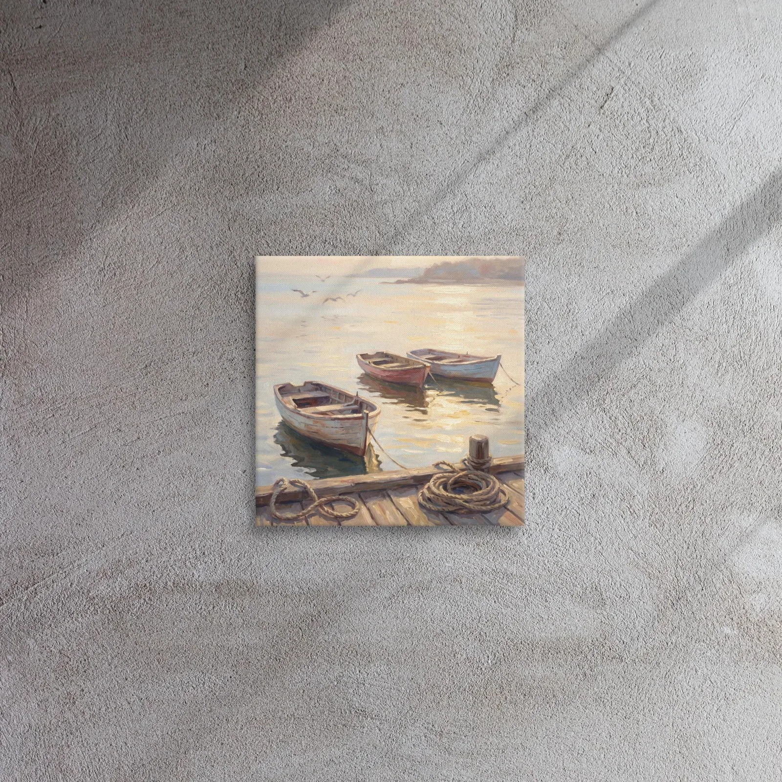 Coastal Harbor Thin Canvas: Nautical Rowboats at Sunset Decor Wall Art, photo 8