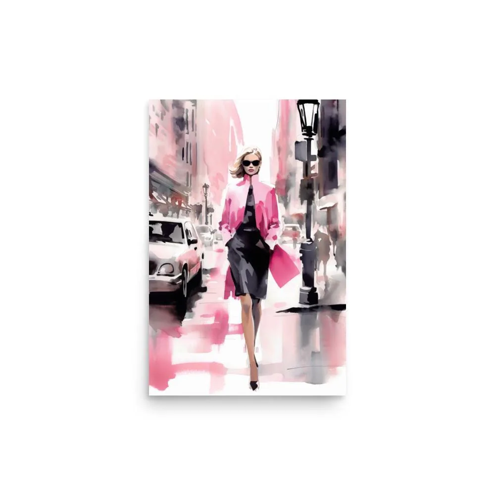 Confidence in Pink Poster: Fashion Illustration Wall Art