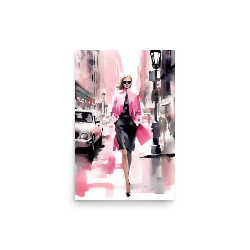 Confidence in Pink Poster: Fashion Illustration Wall Art