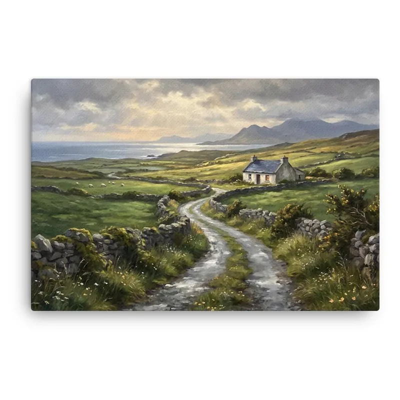 Connemara Ireland Thin Canvas: Irish Coastal Landscape Decor Wall Art