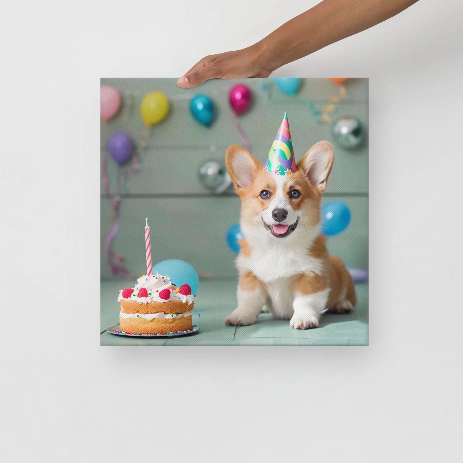Corgi Birthday Celebration Thin Canvas: Puppy Dog Lover Wall Art, photo 5