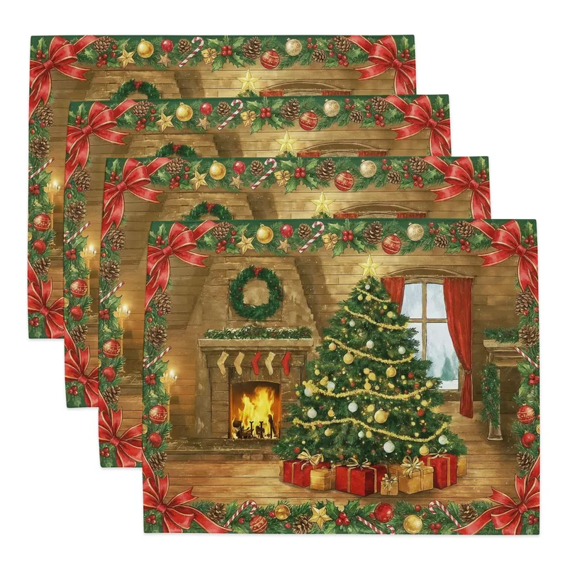 Cozy Christmas Placemat Set of 4: Holiday Table Decor for December Gatherings