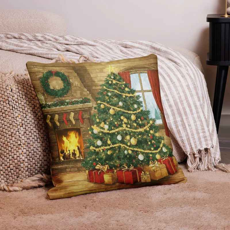 Cozy Christmas Tree Throw Pillow Cover: Holiday Home Decor