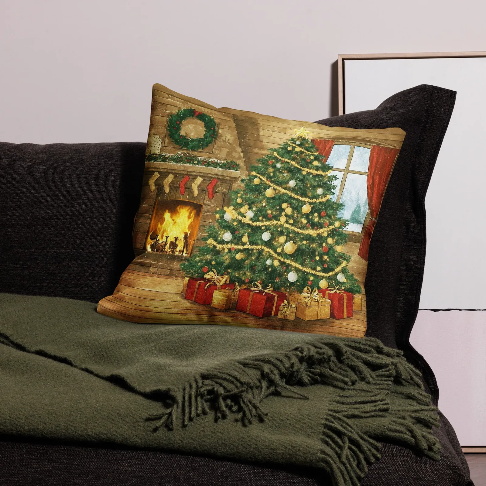 Cozy Christmas Tree Throw Pillow Cover: Holiday Home Decor, photo 3