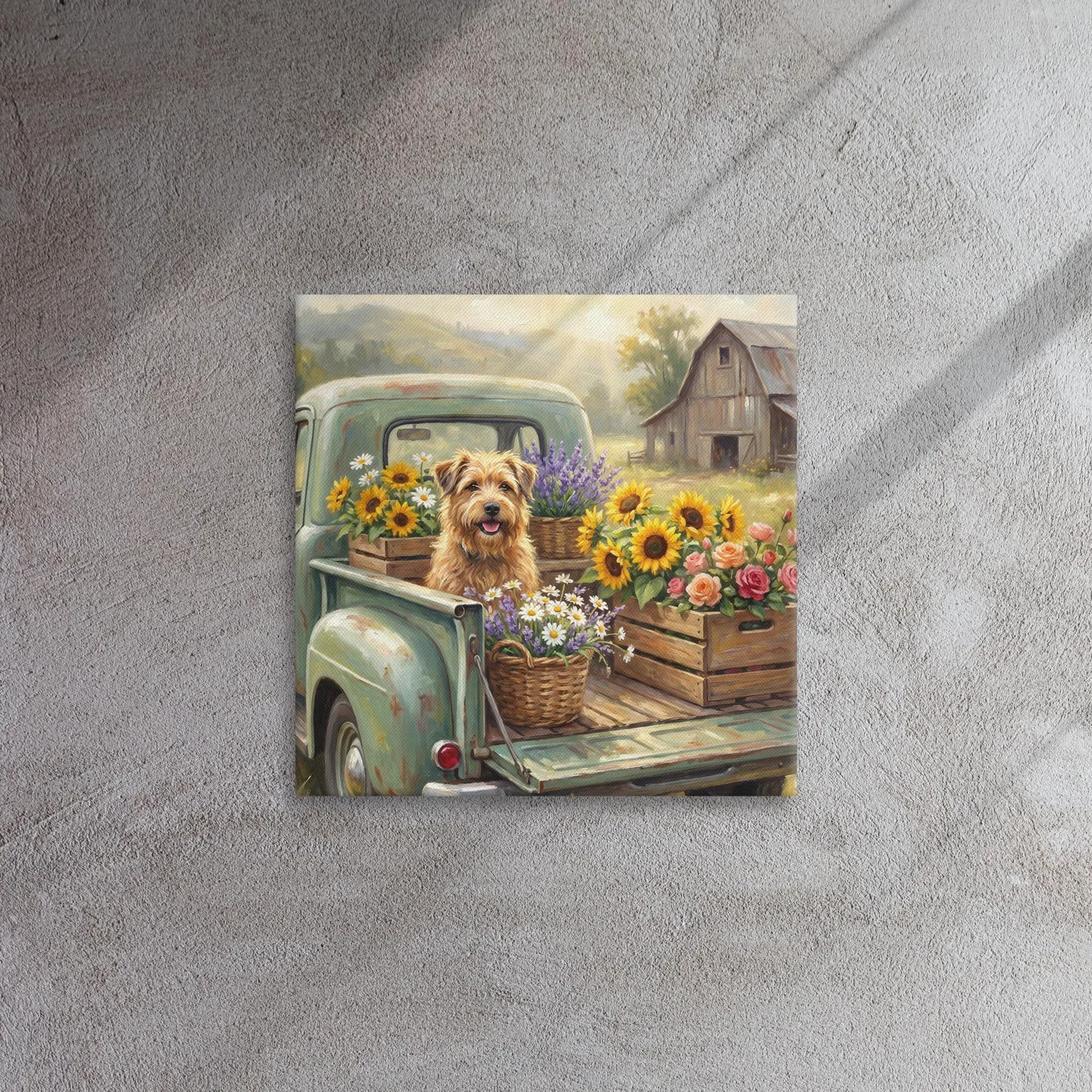 Dog in Vintage Truck Thin Canvas: Farmhouse Dog Wall Art, photo 3