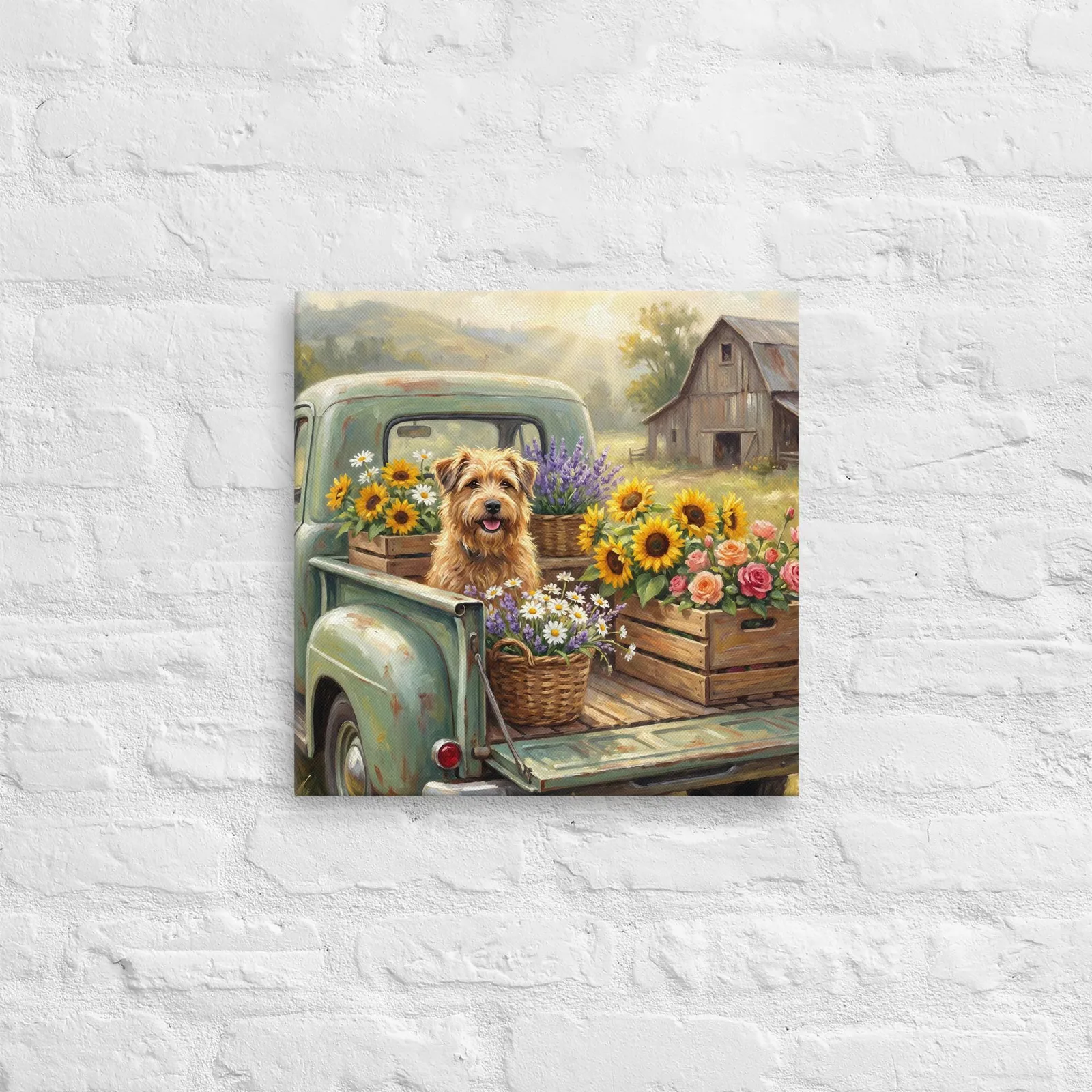 Dog in Vintage Truck Thin Canvas: Farmhouse Dog Wall Art, photo 5