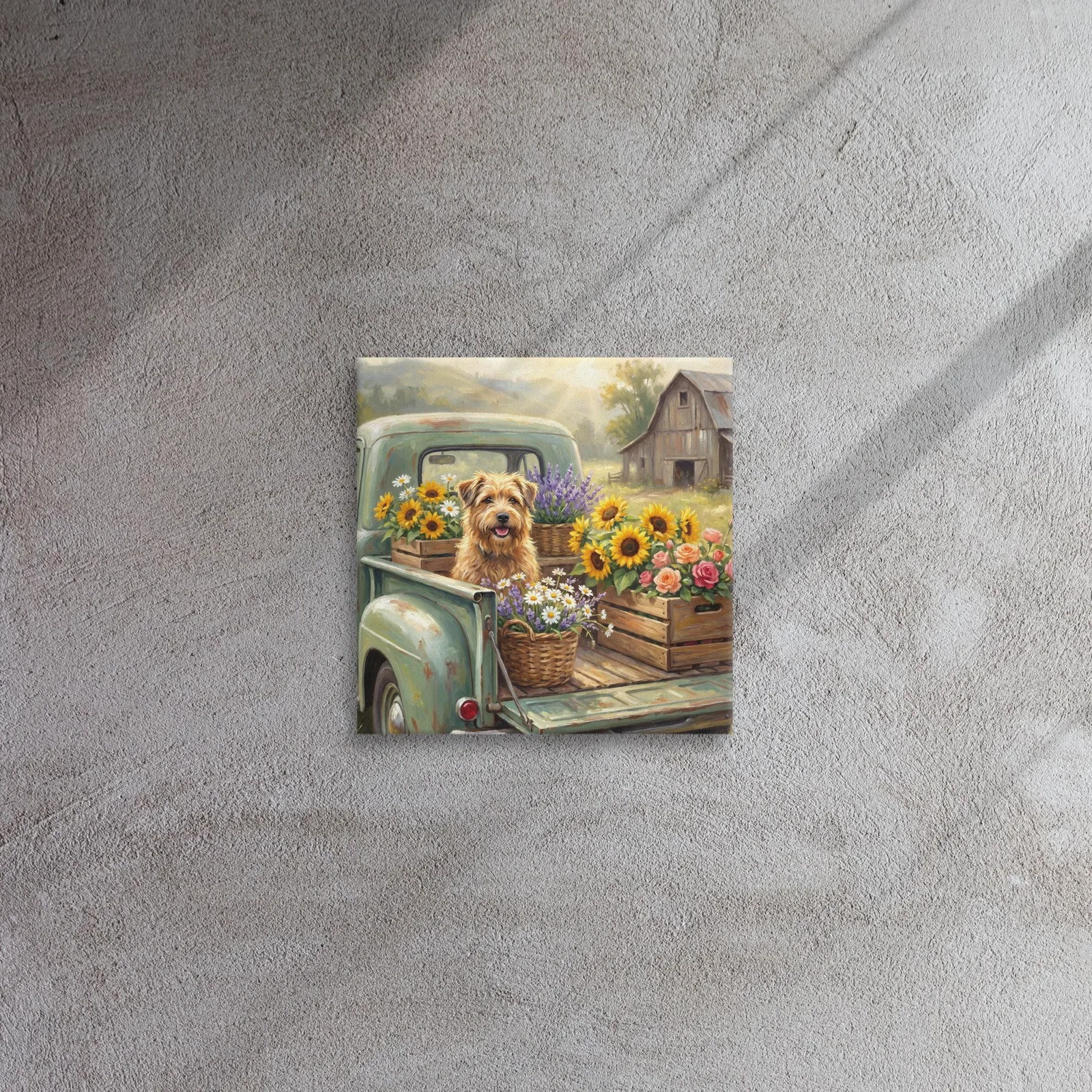 Dog in Vintage Truck Thin Canvas: Farmhouse Dog Wall Art, photo 2